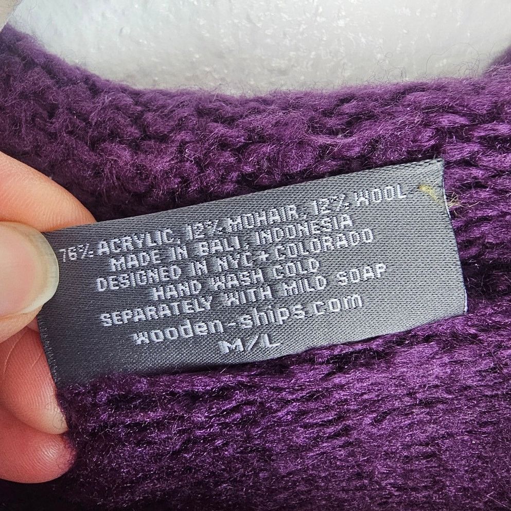 SHIPS Wooden Ships Womens Mohair Wool Cowl Neck Open Knit Sweater Size M / US 6-8 / IT 42-44 - 7 Thumbnail