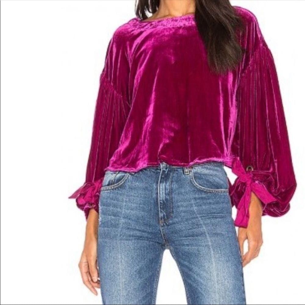 Free People Free People Gimme Some Lovin' Velvet Top Size S / US 4 / IT 40 - 1 Thumbnail