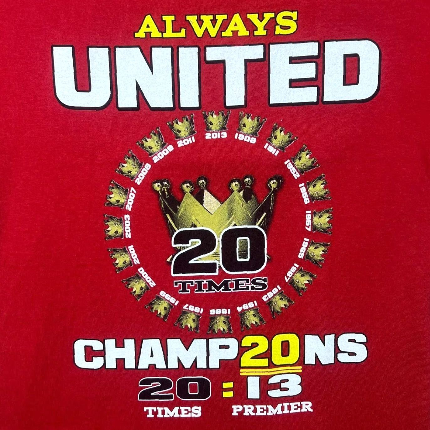 Fruit Of The Loom Manchester United FC (2013) MUFC “Champions” Football Souvenir T-Shirt Red Small Mens XS? Size US S / EU 44-46 / 1 - 3 Thumbnail