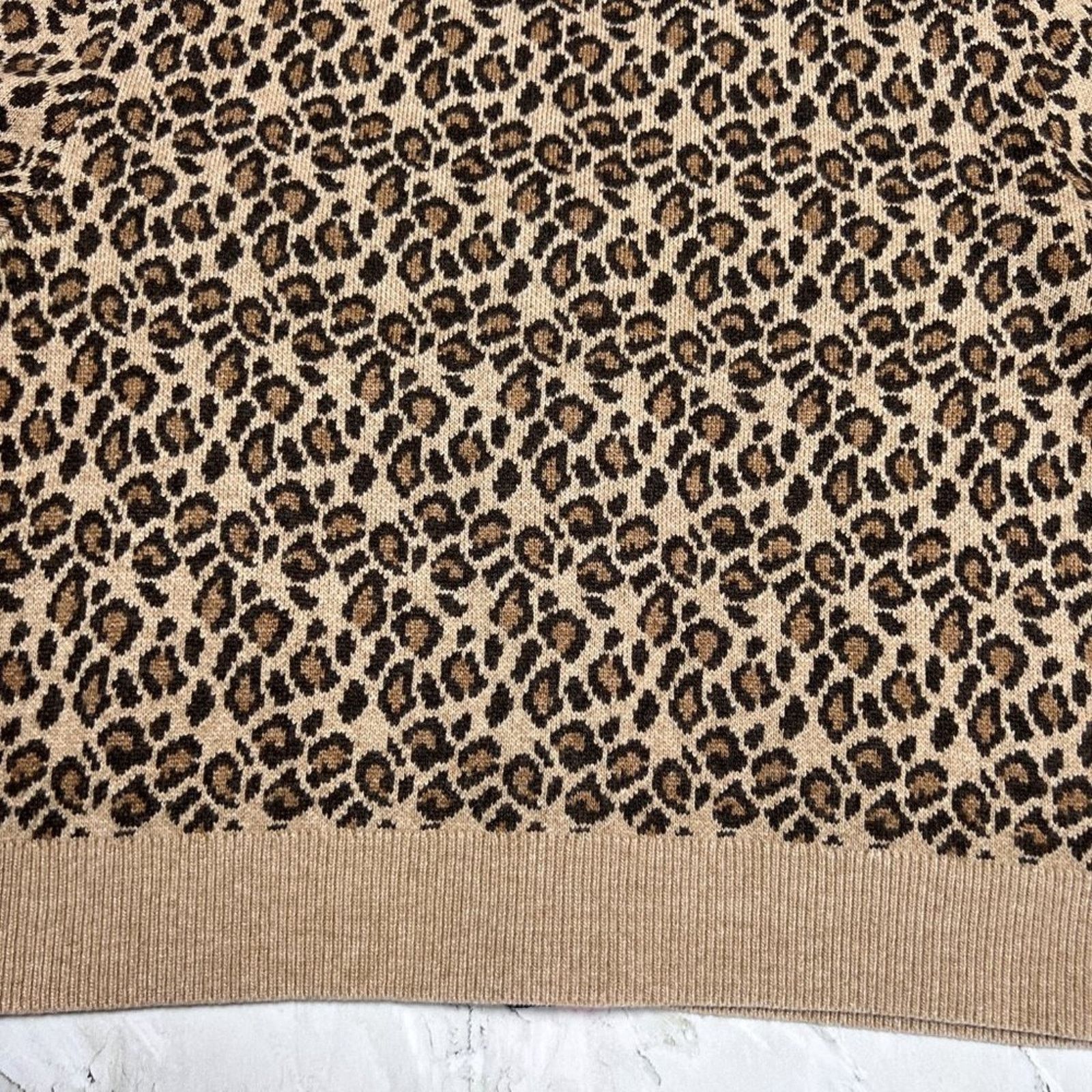 KULE KULE Milo Leopard Cardigan Sweater XS Cashmere Designer Size XS / US 0-2 / IT 36-38 - 12 Thumbnail