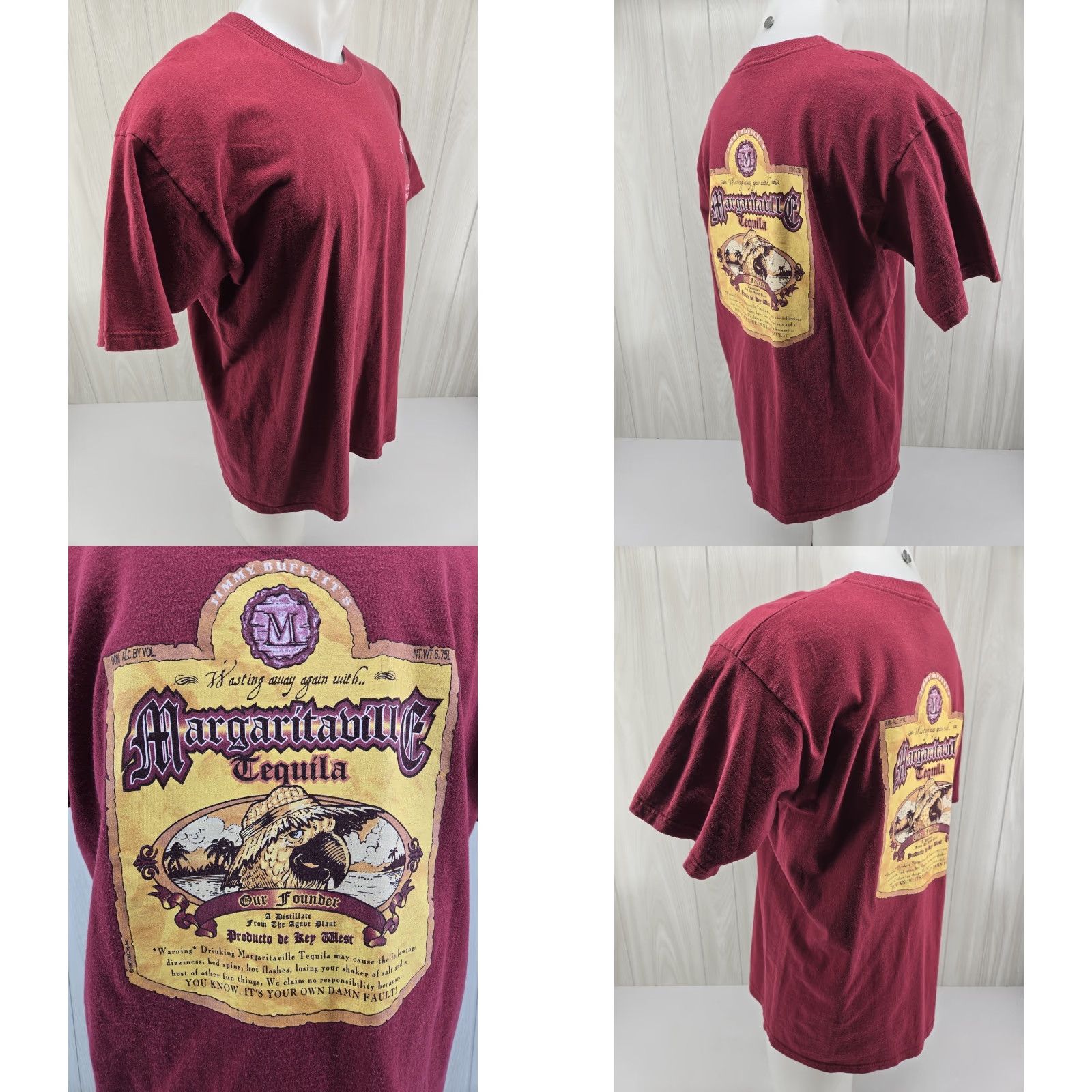 Fruit Of The Loom VINTAGE Margaritaville Tequila Mens Red New Orleans T-shirt XL Shirt Size US XL / EU 56 / 4 - 8 Thumbnail
