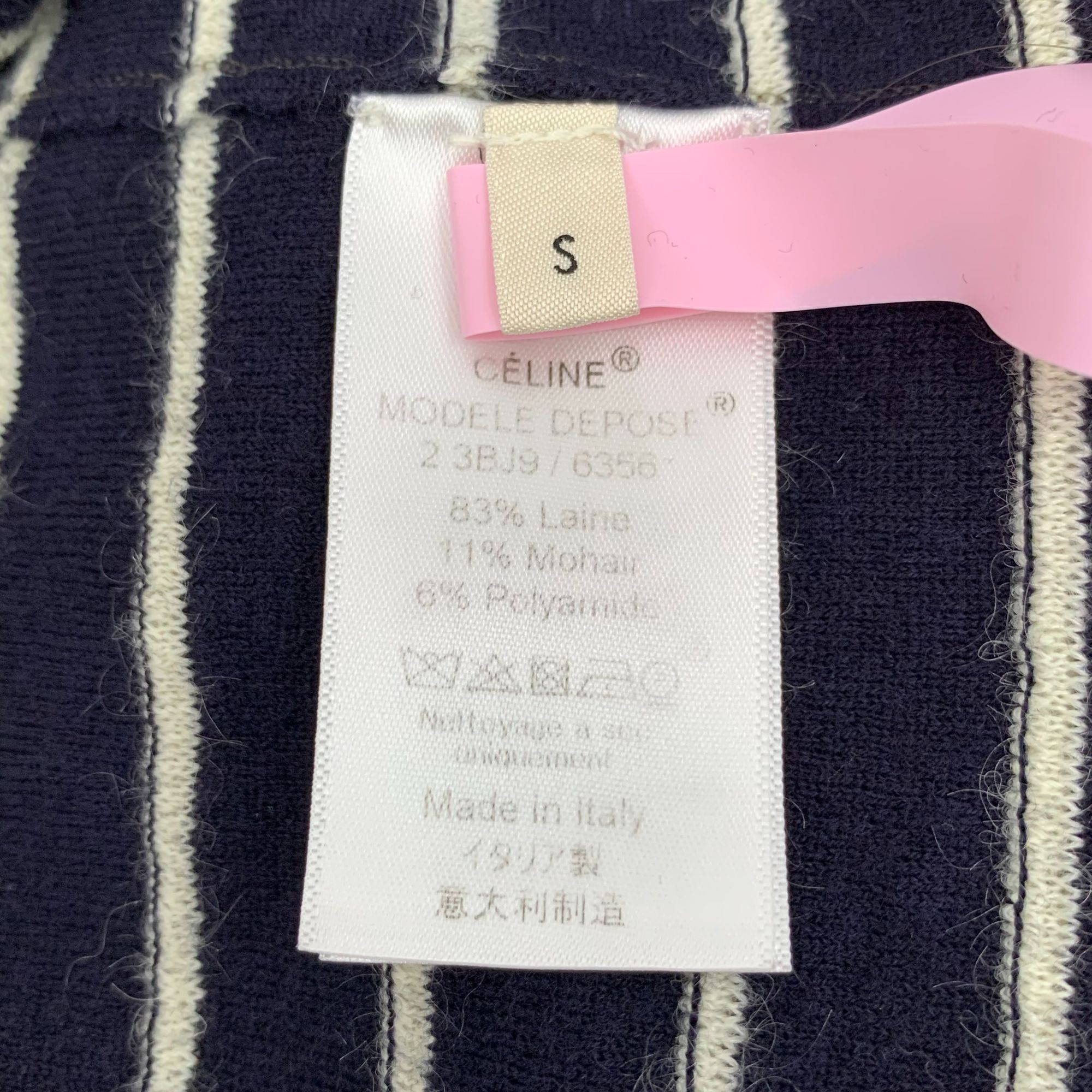 Celine CELINE Navy & White Striped Wool Blend Asymmetrical Sweater Size S / US 4 / IT 40 - 5 Thumbnail