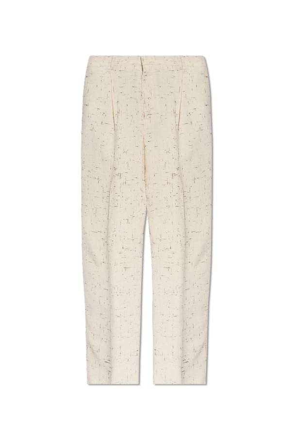 Bottega Veneta o1lf3ng10825 Textured Criss-Cross Silk Trousers in Cream Size US 36 / EU 52 - 1 Preview
