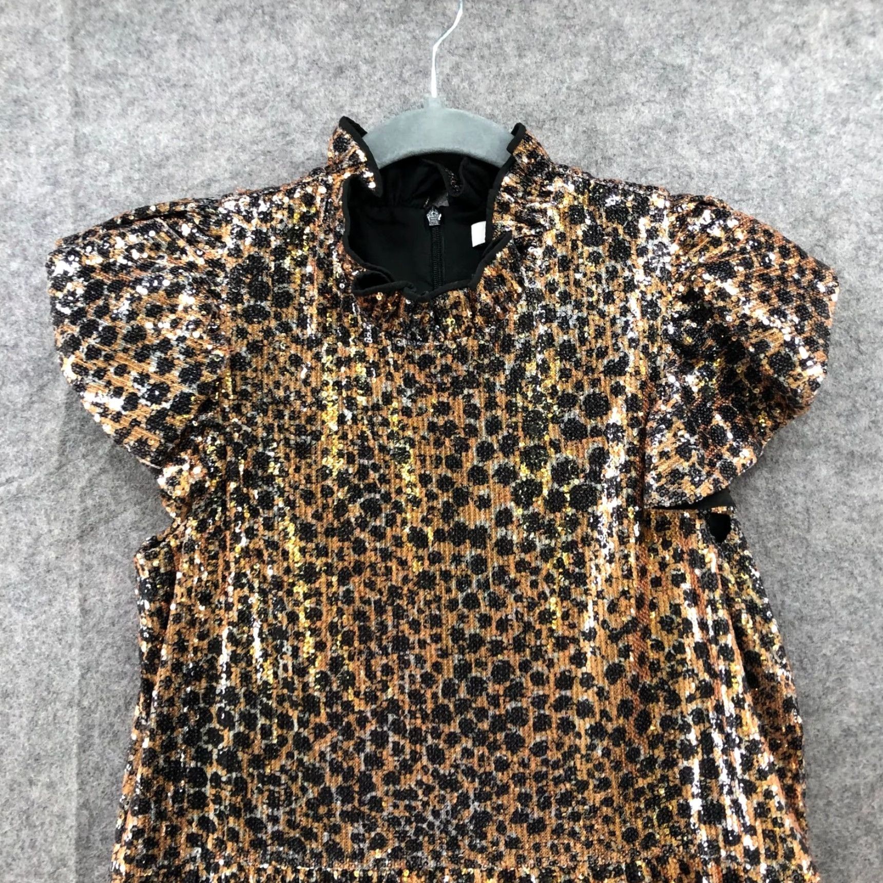 Anthropologie Anthropologie Othilia Joella Sequined Mini Dress S LeopardFlutter Sleeve Baddie Size S / US 4 / IT 40 - 3 Thumbnail