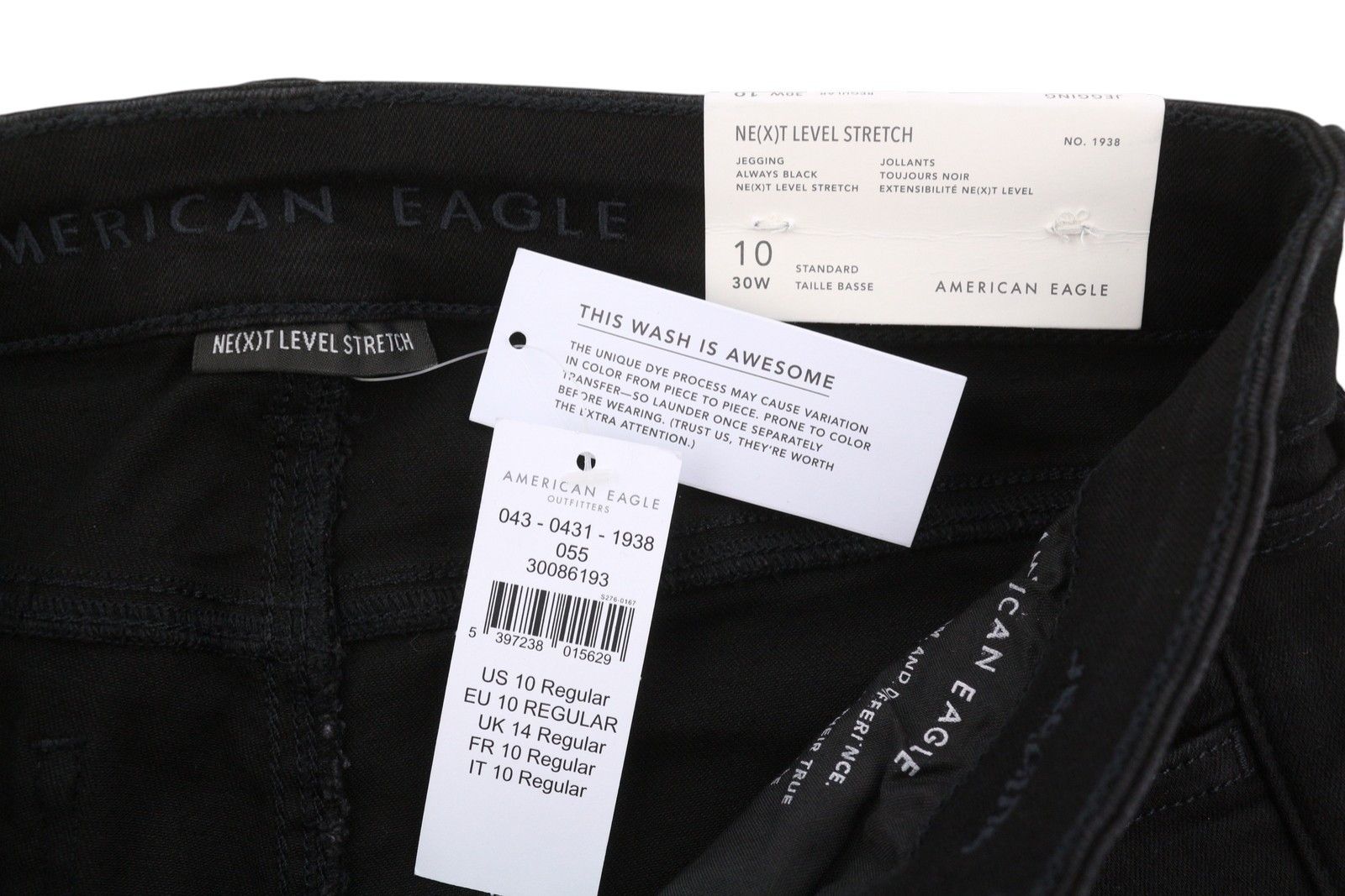 American Eagle Outfitters JEGGING ALWAYS BLACK W30 Stretch Jeans 88784 Size 30" / US 8 / IT 44 - 8 Thumbnail