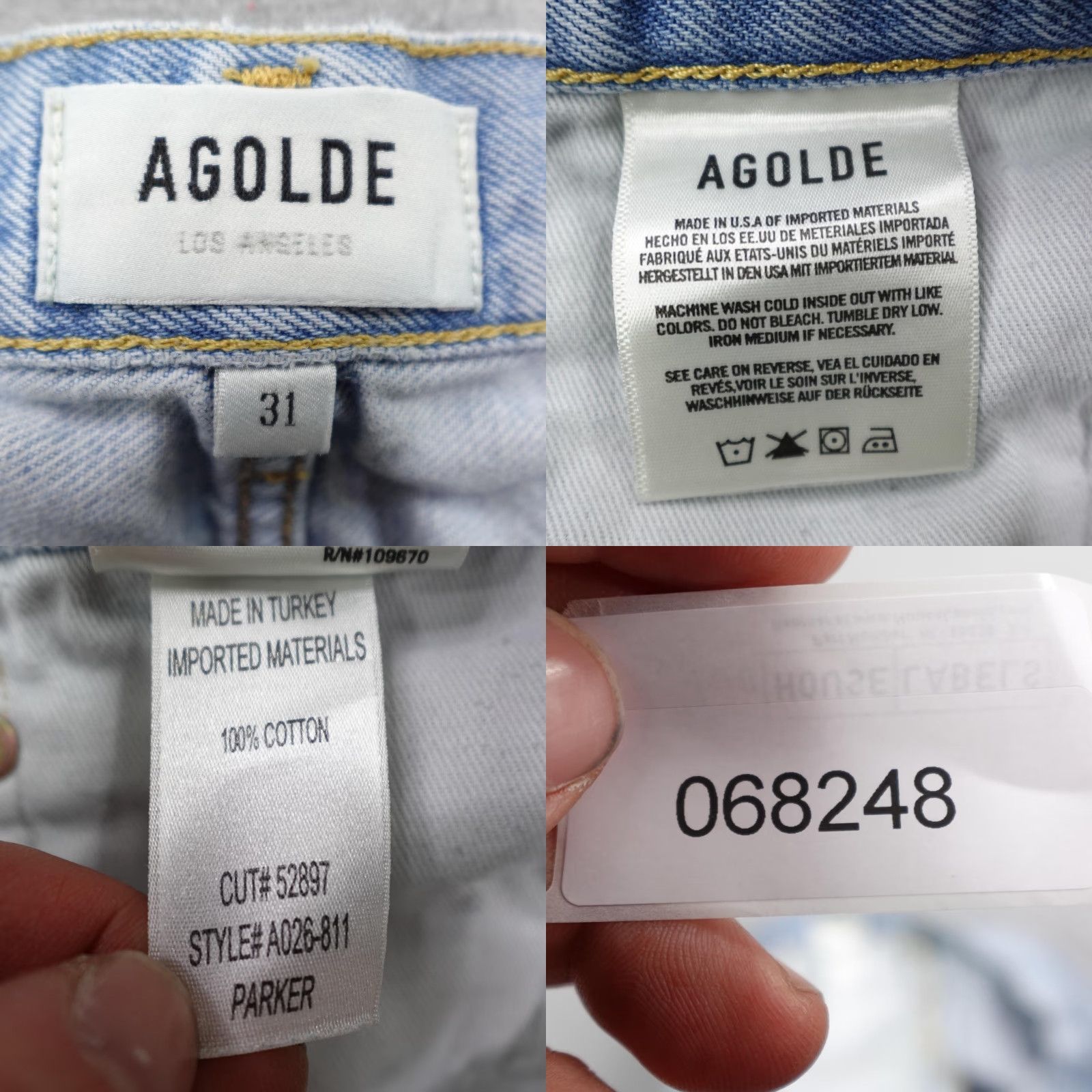 Agolde VINTAGE AGOLDE Shorts Womens 31 Blue Parker Denim Jean Cutoff Distressed Button Fly Mini Size 24" / US 00 / IT 34 - 8 Thumbnail