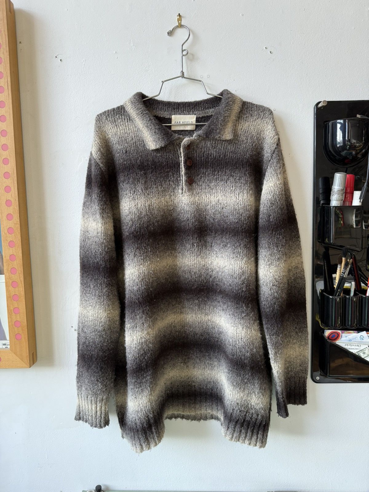 Far Afield Far Afield UK Ombre Wool Mix Knit Polo Sweater Size US XL / EU 56 / 4 - 1 Thumbnail