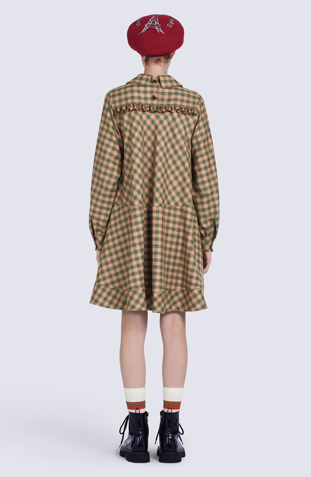 Kenzo o1y1025 Mini Dress in Antique Rose/Green Size S / US 4 / IT 40 - 6 Thumbnail