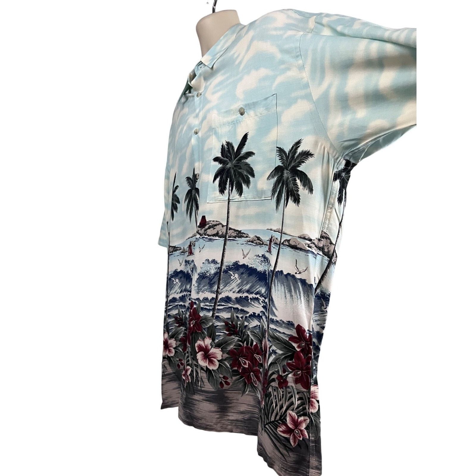Vintage Vintage Blue Floral Hawaiian Button Up Shirt XL Pocket Size US XL / EU 56 / 4 - 5 Thumbnail