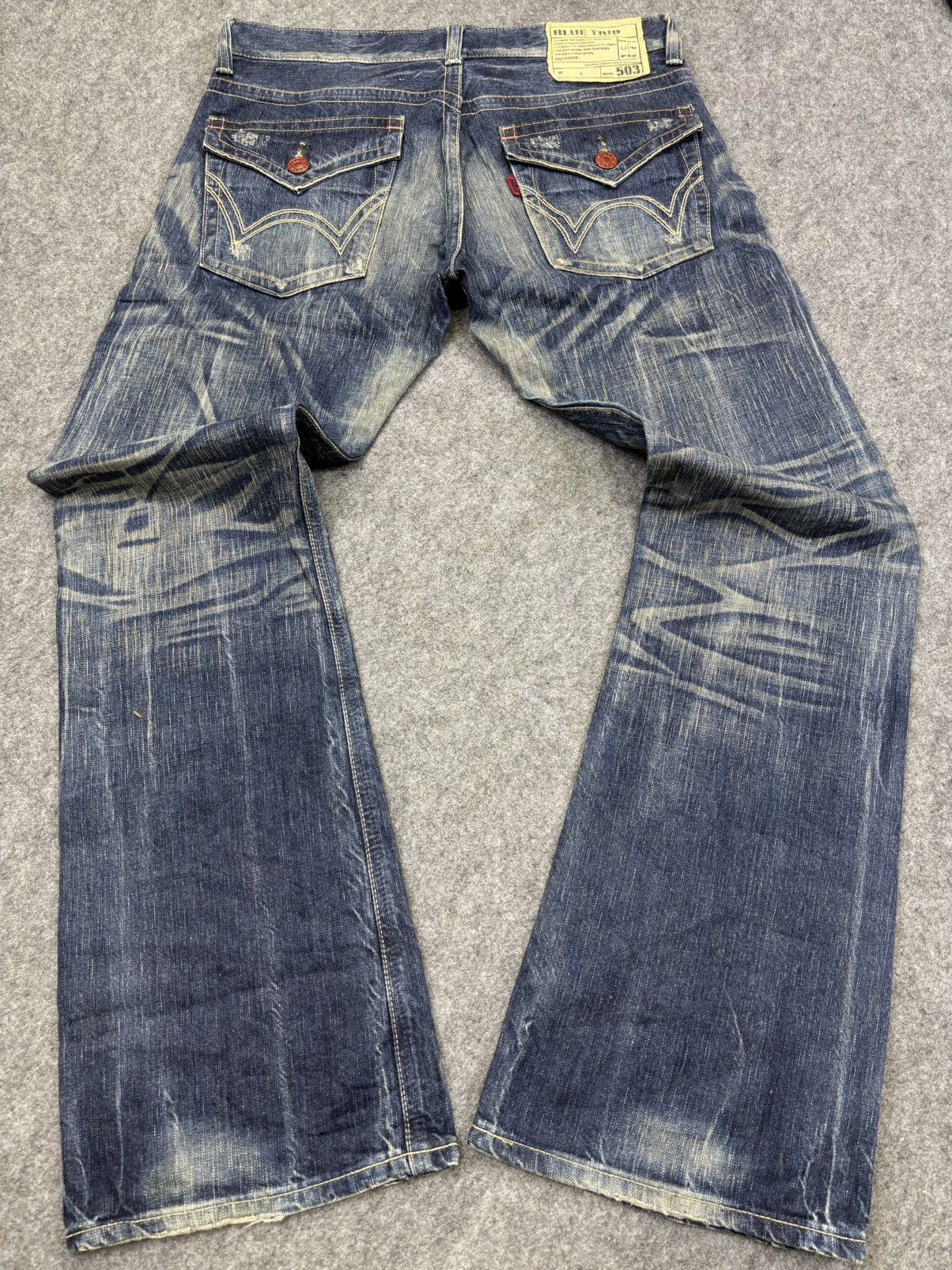 Edwin 💥Flare💥Archival Edwin 503 Full Fades Character Denim F845 Size US 34 / EU 50 - 16 Thumbnail