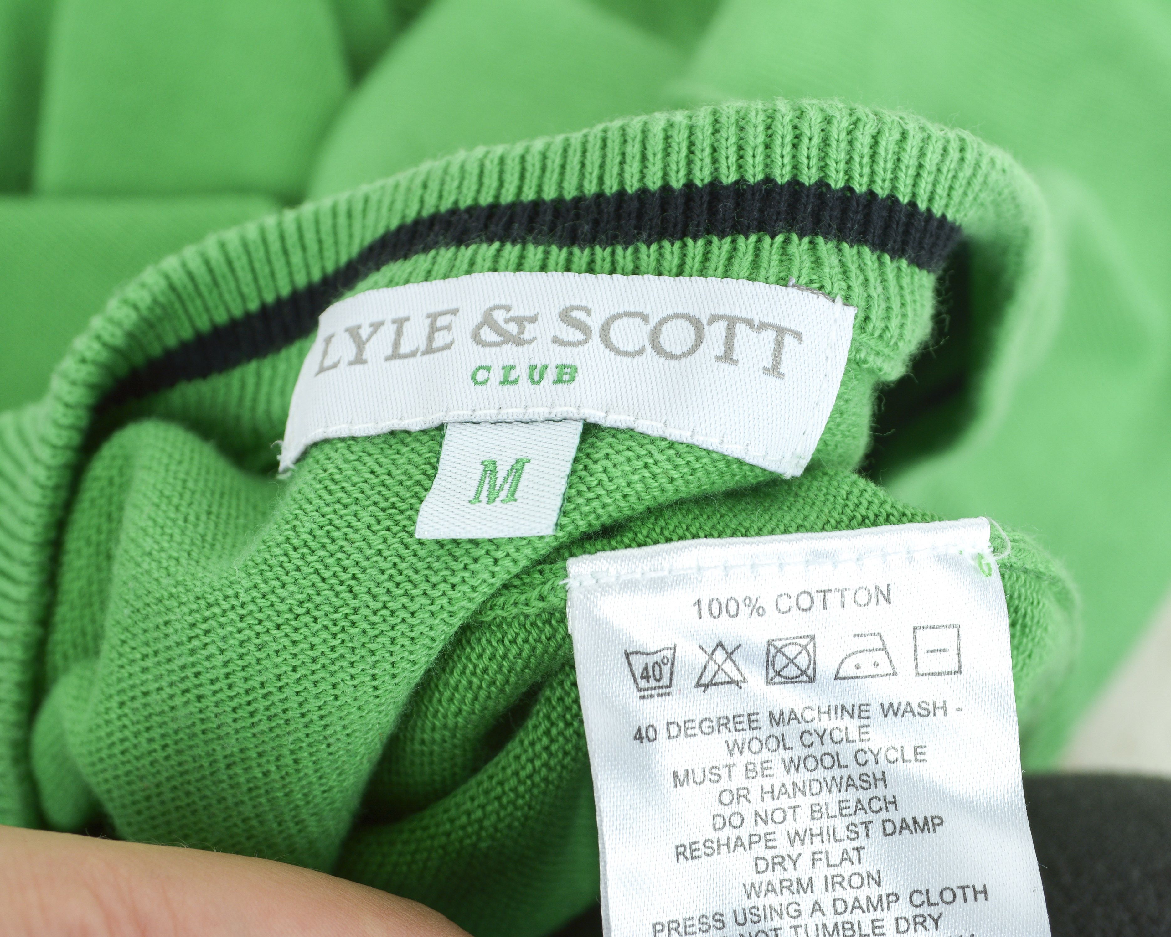 Lyle & Scott Men's Jumper M Pullover Sweater V neck Knit Cotton Green Size US M / EU 48-50 / 2 - 5 Thumbnail