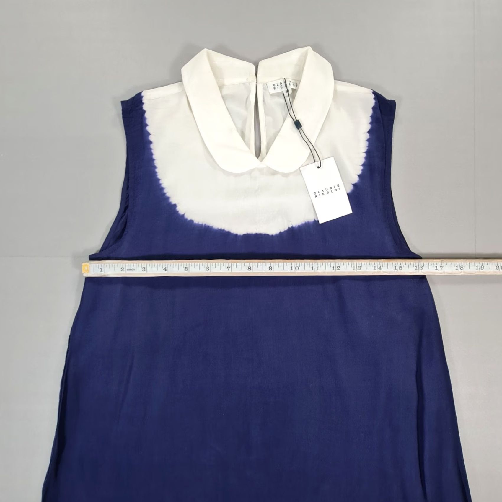 Vintage CLAUDIE PIERLOT Dress Blue Collared Sleeveless Short XS 36 Viscose Casual Party/Cocktail Womens Size 25" / US 0 / IT 36 - 5 Thumbnail