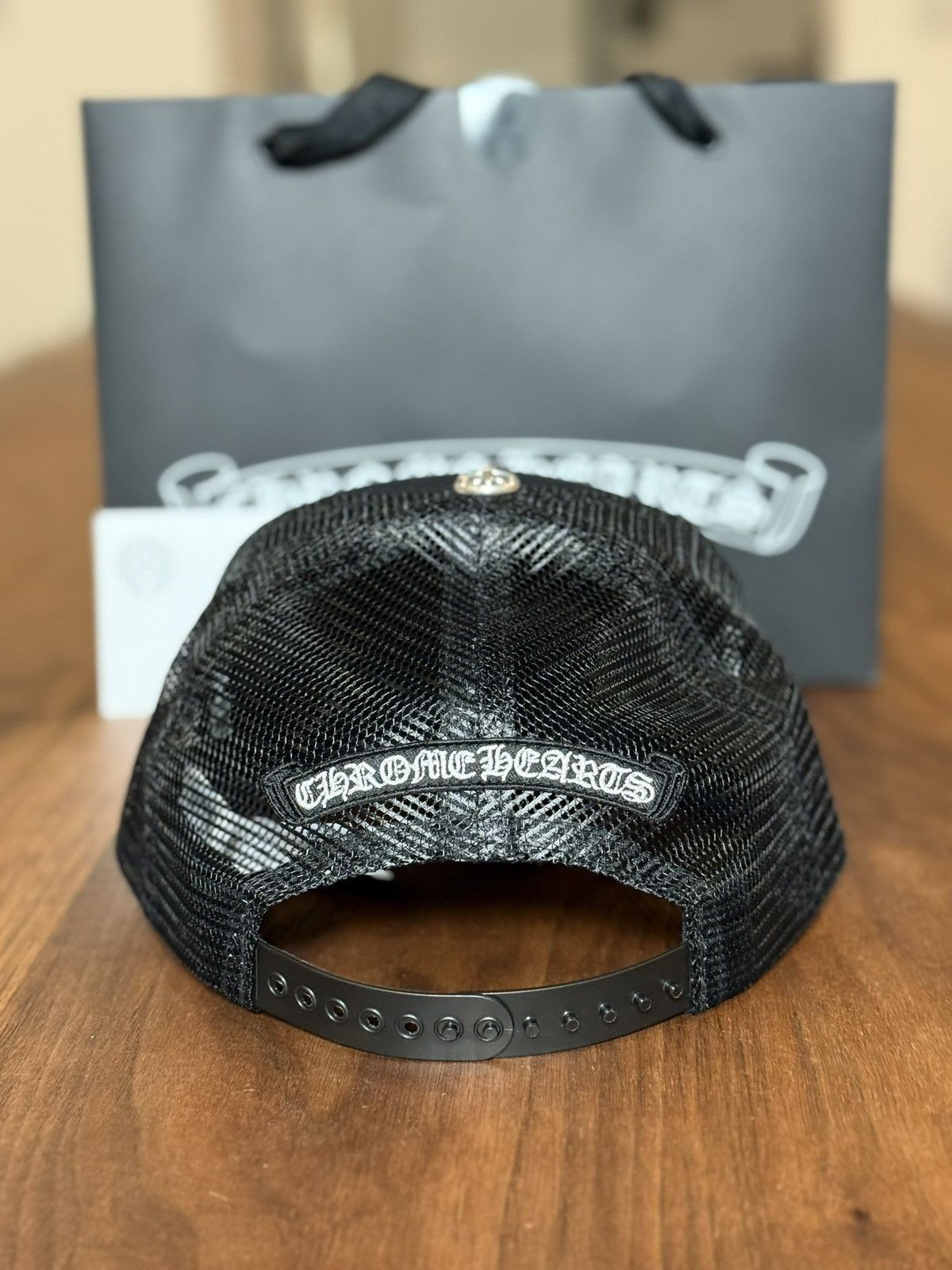 Chrome Hearts Chrome Hearts Black Triple Cross Leather Trucker Hat Size ONE SIZE - 12 Thumbnail