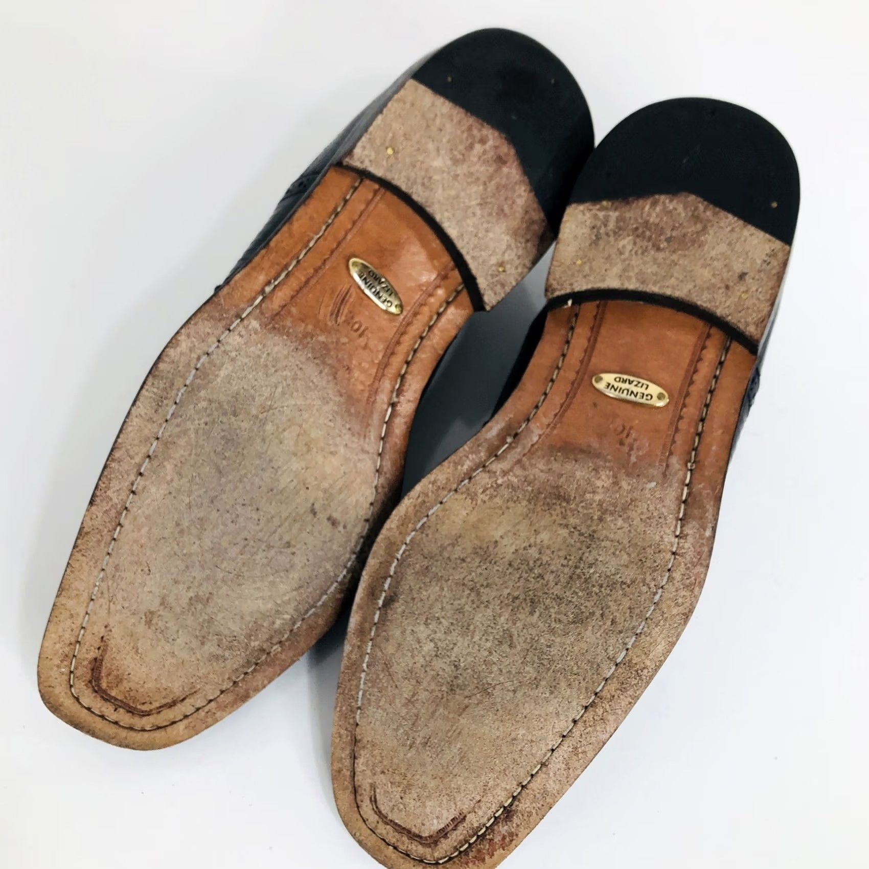 Vintage BELVEDERE STUDIO - Mens Dress Shoes Square Toe Cap Toe Lizard Upper Genuine Vintage 10.5 VERY DARK BLUE Size ONE SIZE - 6 Thumbnail