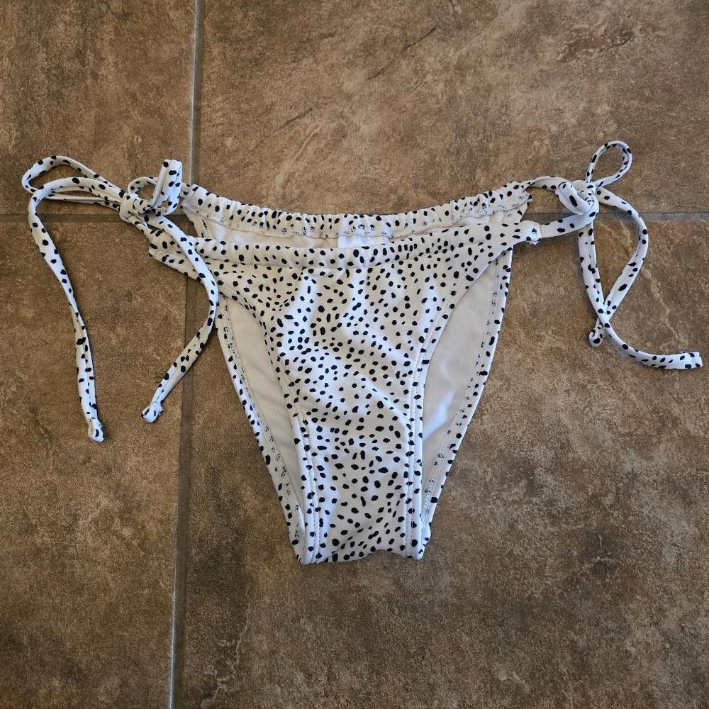 Designer White Black Speckled XHLN Bikini Bottoms Size ONE SIZE - 1 Thumbnail