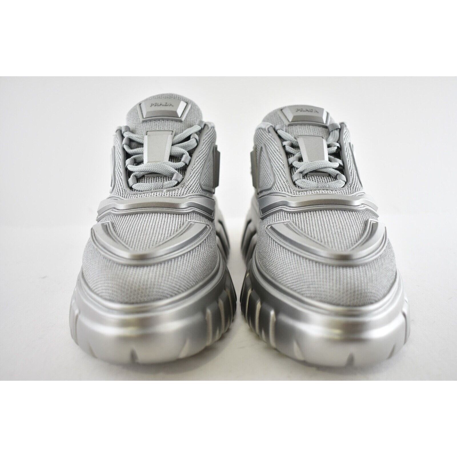 Prada Prada Monolith Lug Sole Silver Platform Flat Low Sneaker 37 Size US 7 / IT 37 - 5 Thumbnail
