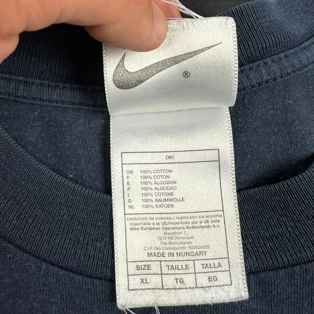 Nike × Vintage Vintage 90s Nike Big Logo Navy Blue T shirt XL Tee Size US XL / EU 56 / 4 - 5 Thumbnail