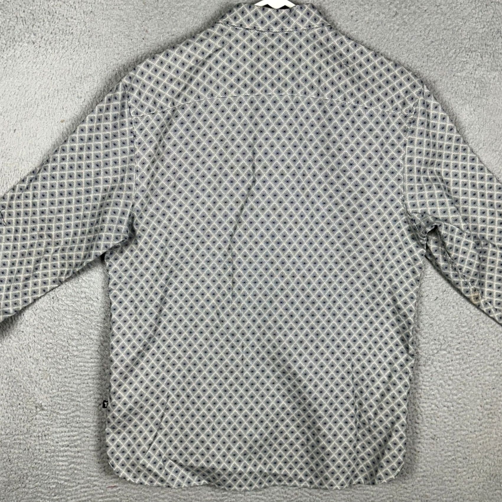 Ted Baker Ted Baker Shirt Men M Navy White Geometric Diamond Print Button Up Long Sleeve Collared 4 Medium Sanlon Size US M / EU 48-50 / 2 - 3 Thumbnail