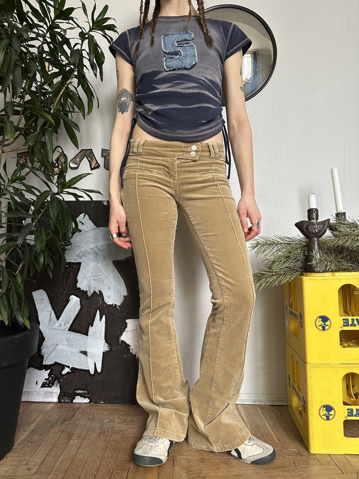 If Six Was Nine × Japanese Brand Corduroy Bootcut Flared Western Cowboy Pants 00s Size 25" / US 0 / IT 36 - 4 Thumbnail