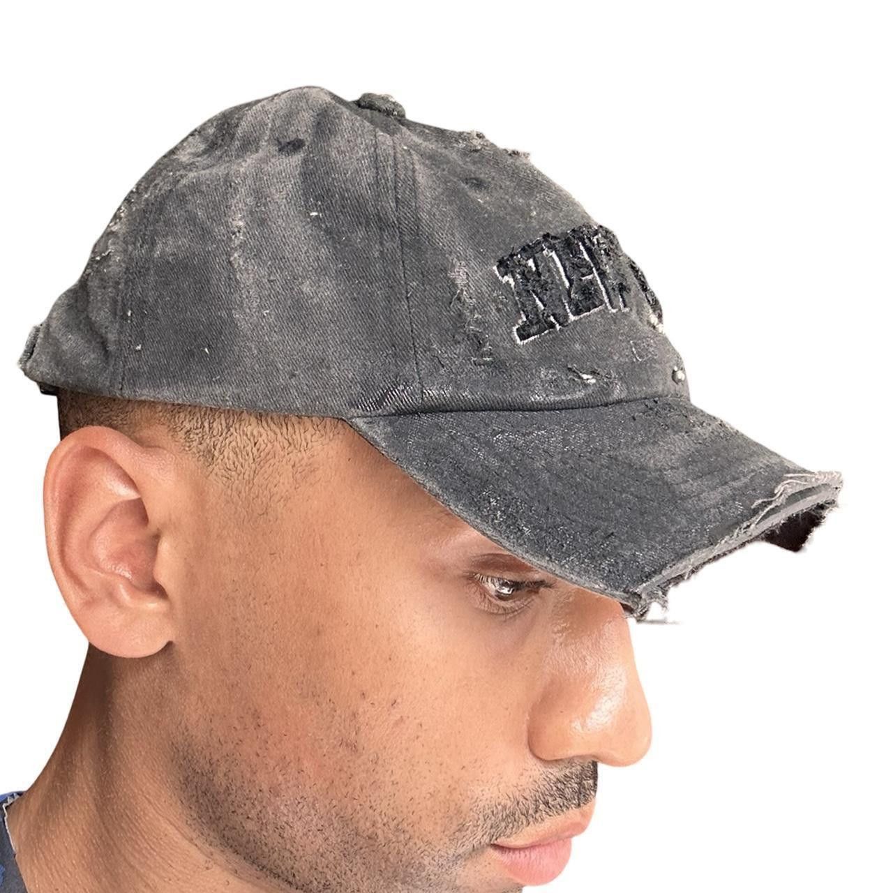Other ASTROBOI* 'Kinky' NYC Black Distressed Pierced .5 Visor Hat Size ONE SIZE - 7 Thumbnail