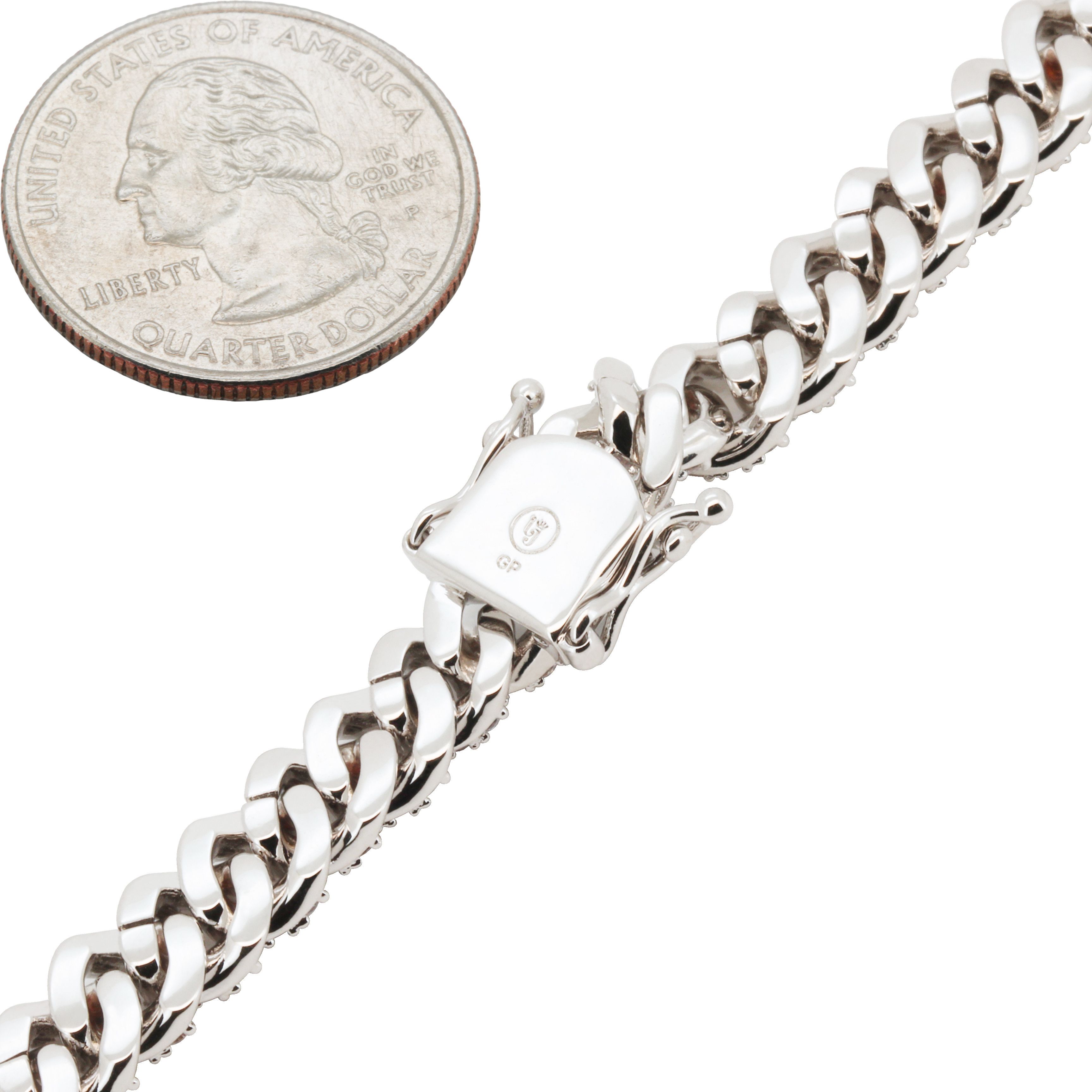 Other 14k White Gold Plated AAA CZ 8mm Cuban Link Bracelet 8” Size ONE SIZE - 3 Thumbnail