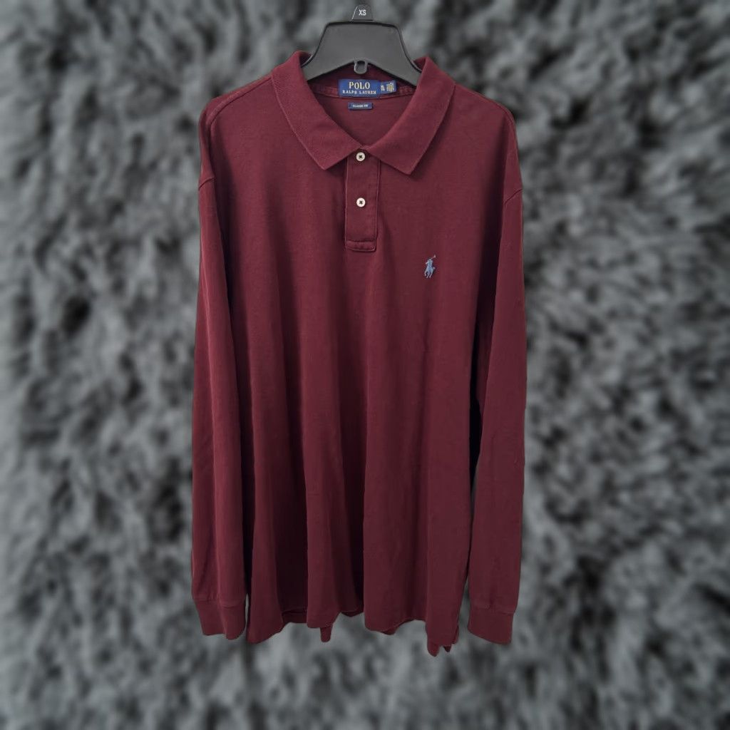 Polo Ralph Lauren Polo Ralph Lauren Shirt Mens XL Red Maroon Classic Fit Rugby L/S Pony Logo Button Collar Split Now Size US XL / EU 56 / 4 - 1 Thumbnail