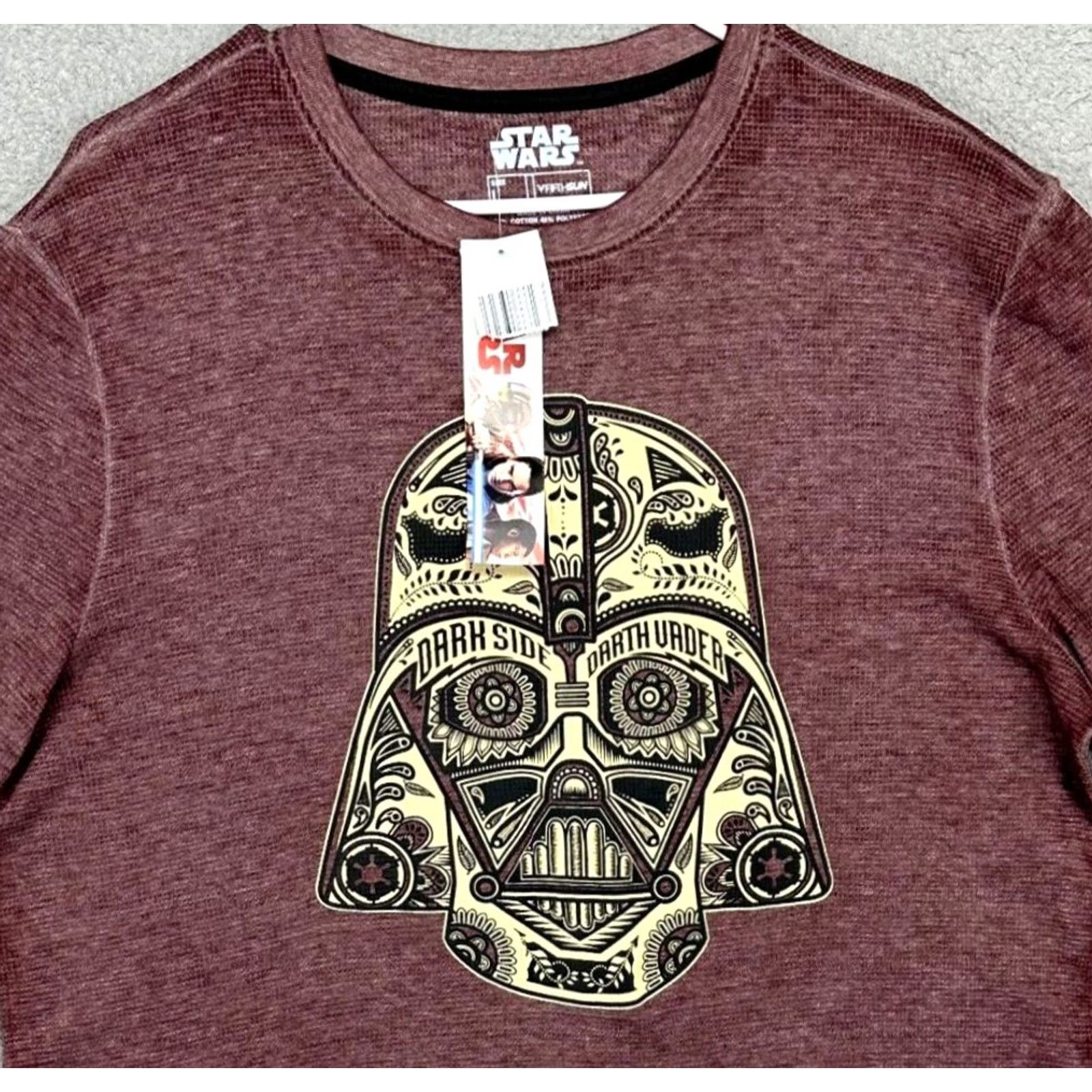 Vintage VINTAGE Star Wars Sweater Men Large Maroon Darth Vader Thermal Waffle-Knit Fifth Sun NEW Size US L / EU 52-54 / 3 - 2 Thumbnail
