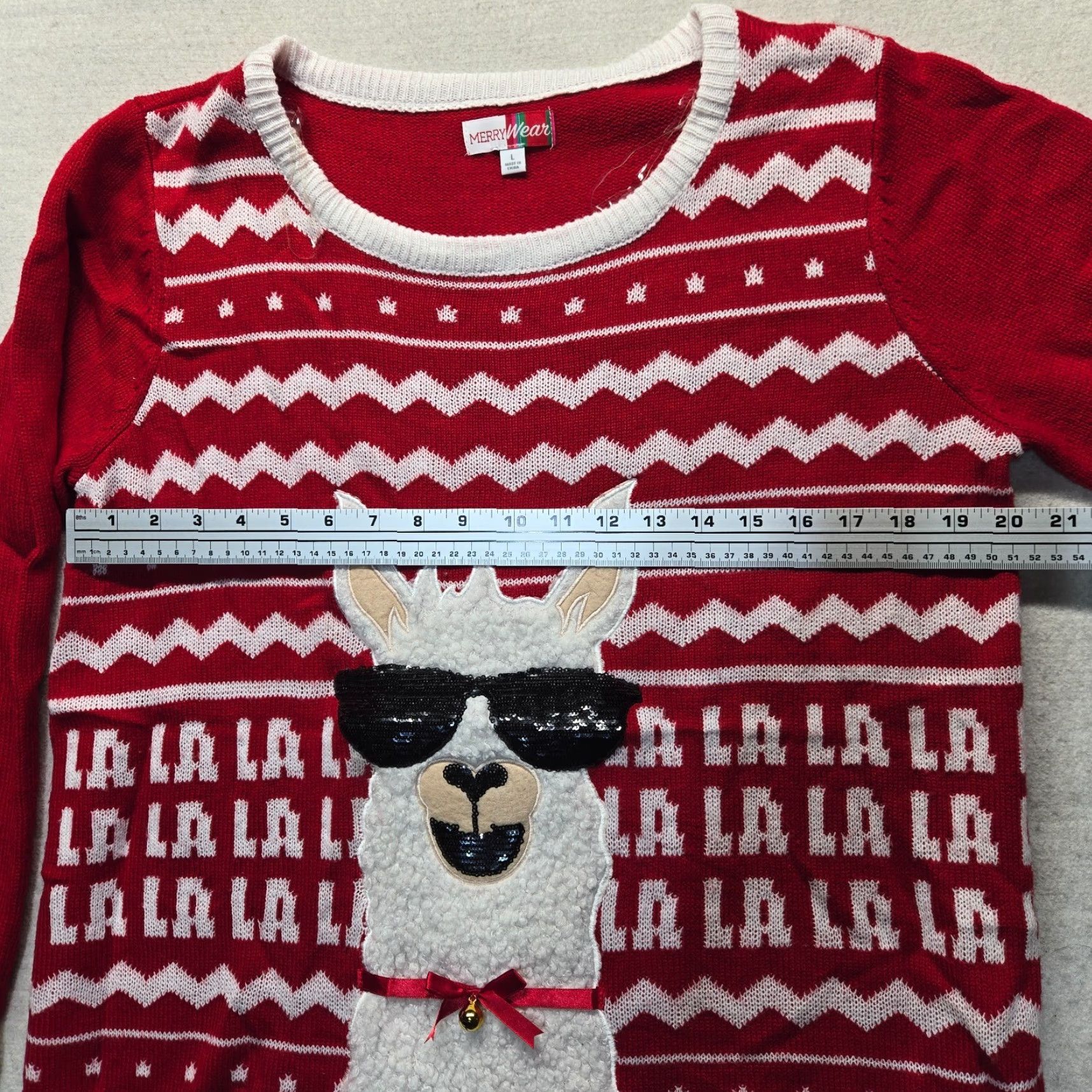 Bell Jolly Sweaters Christmas sweater with Lama in Sunglasses Bell Ugly Sweater Holiday Womens Large Size L / US 10 / IT 46 - 5 Thumbnail