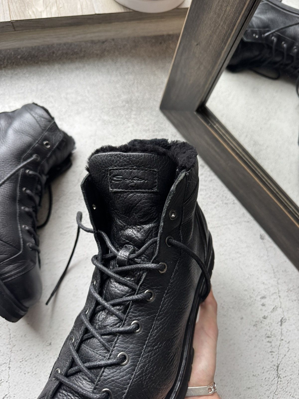 Santoni Santoni St Moritz Luxury Italy Winter Leather Black Boots Size US 11 / EU 44 - 3 Thumbnail