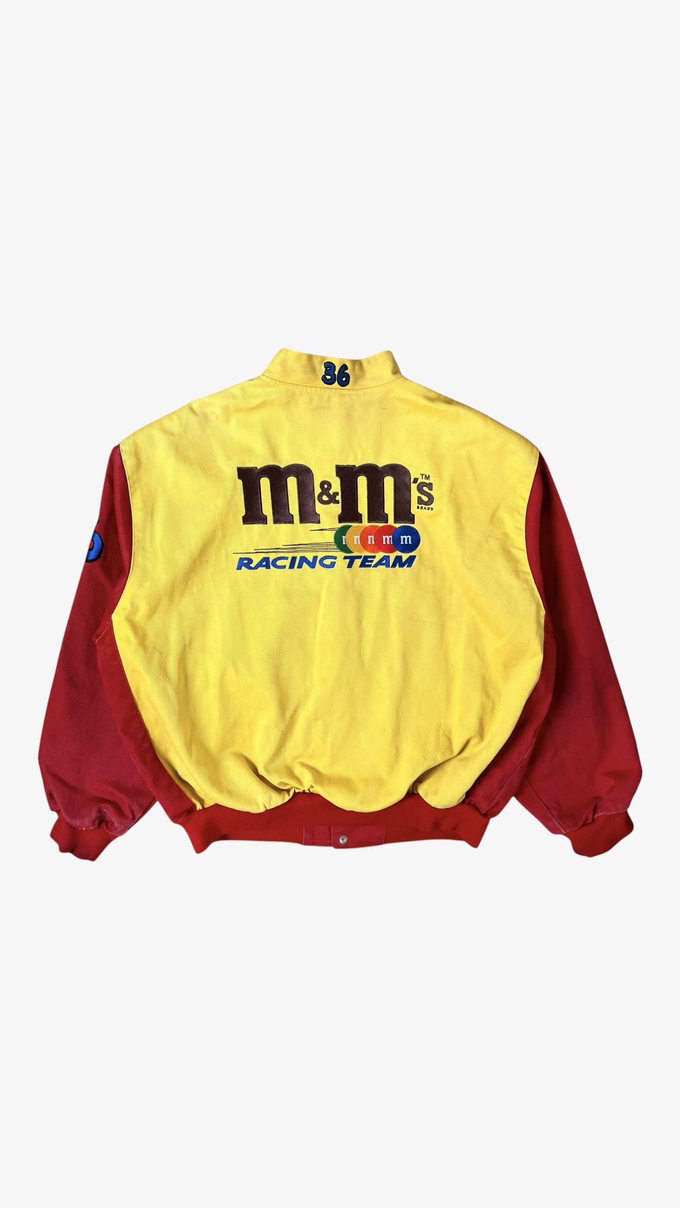 Jeff Hamilton Vintage 90s Men's Jeff Hamilton M&M Yellow NASCAR Jacket Size US XXL / EU 58 / 5 - 2 Thumbnail