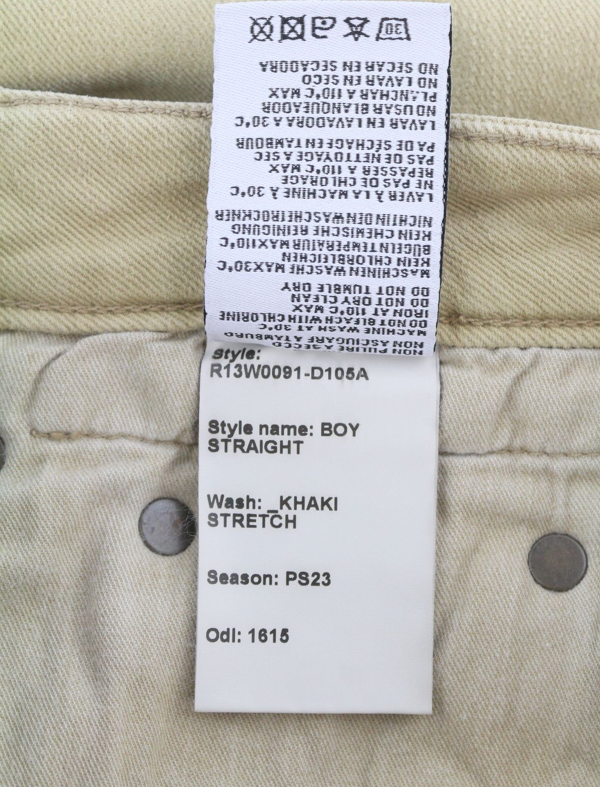 R13 BOY STRAIGHT 24 Khaki Stretch Washed Cropped Zip 86267 Size 24" / US 00 / IT 34 - 10 Thumbnail