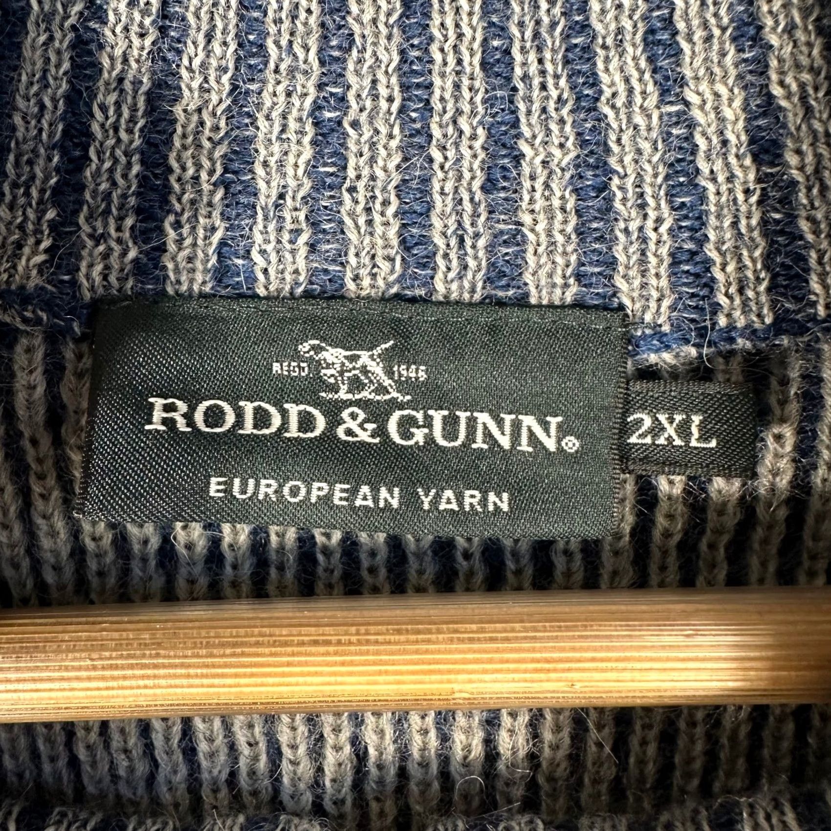 Rodd & Gunn Rodd & Gunn Cosair Bay Knit Sweater 2XL Ultramarine Merino Alpaca Rib Knit 1/4 Zip Mens Pullover Size US XXL / EU 58 / 5 - 5 Thumbnail