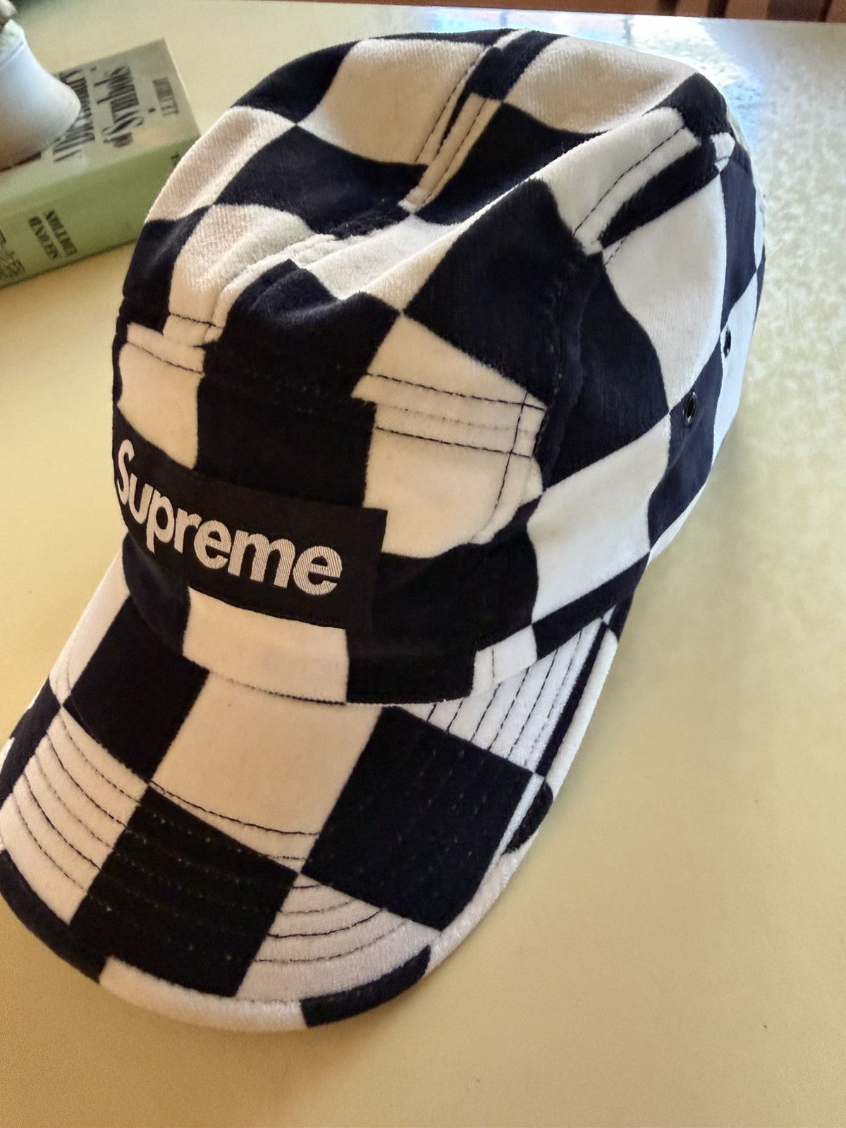 Supreme Supreme Velvet Checkerboard Camp Cap Size ONE SIZE - 3 Thumbnail