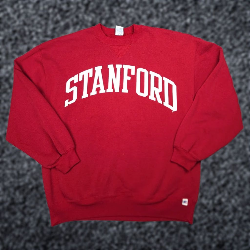 Russell Athletic VINTAGE Russell USA Stanford University Sweatshirt Men XL Red Spellout 90s Pullover Crew Neck Long Sleeve Fleece Cotton Logo Regular Sweatshirt Size US XL / EU 56 / 4 - 1 Thumbnail