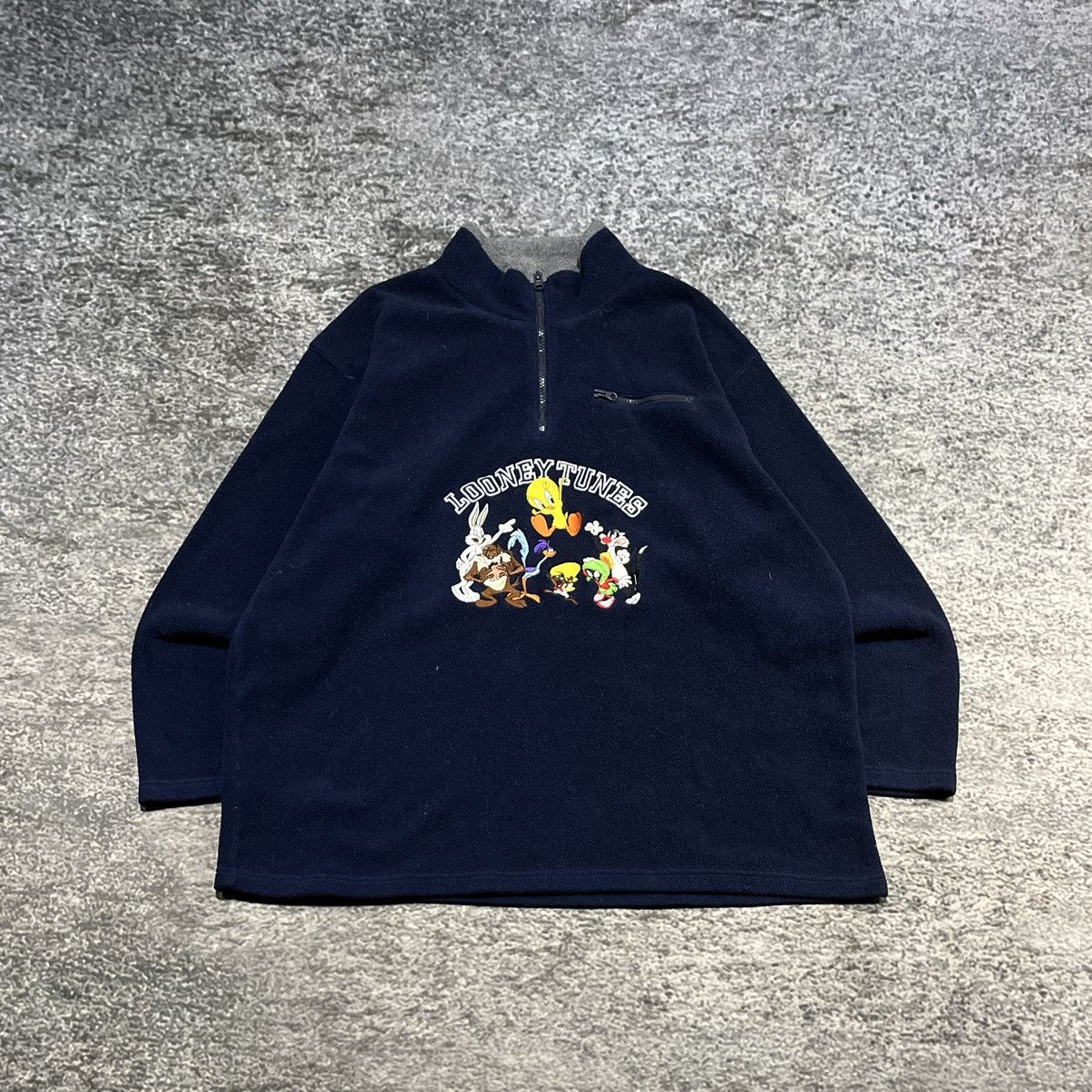 Warner Bros Vintage 90s Looney Tunes Embroidered 1/4 Zip Fleece Sweater Size US XXL / EU 58 / 5 - 1 Thumbnail