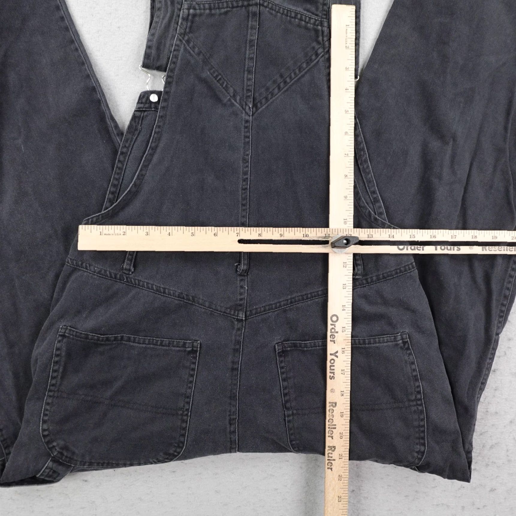 Disney VINTAGE Winnie The Pooh Overalls Women Large Black Denim Jean Disney Embroidered Size 36" / US 14 / IT 50 - 6 Thumbnail
