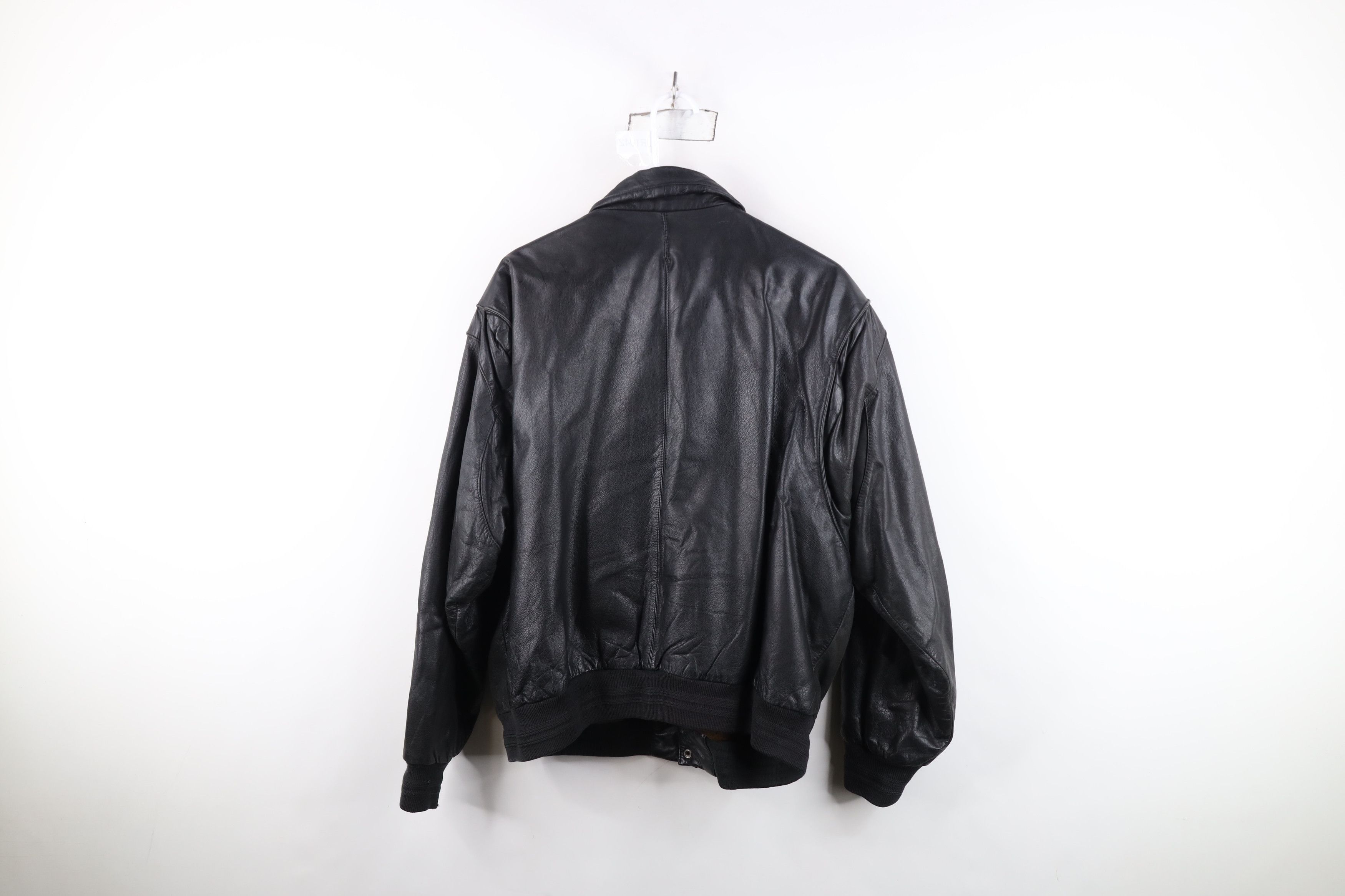 Vintage Vintage 90s Streetwear Leather Flight Bomber Jacket Black Size US L / EU 52-54 / 3 - 14 Thumbnail