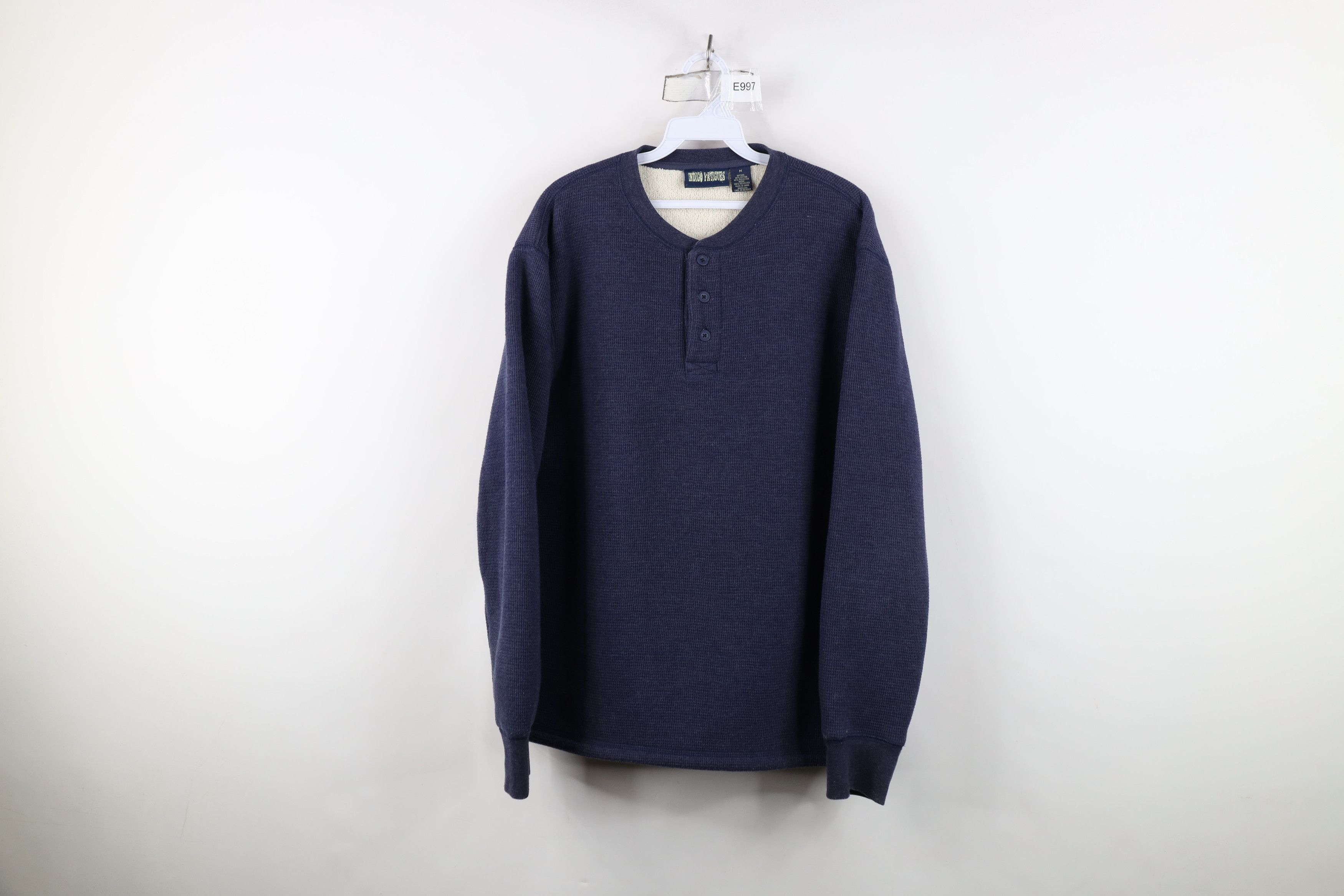 Vintage Vintage 90s Y2K Streetwear Lined Thermal Henley Sweatshirt Size US M / EU 48-50 / 2 - 1 Thumbnail