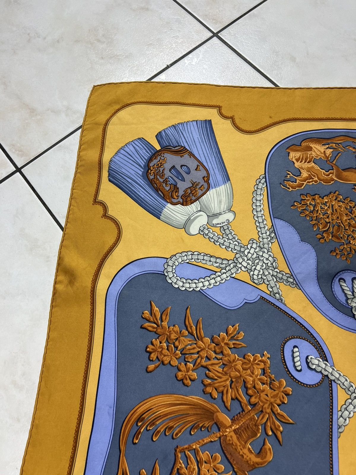 Hermes Vintage Hermes Paris Tsubas silk handkerchief scarf chain Size ONE SIZE - 5 Thumbnail