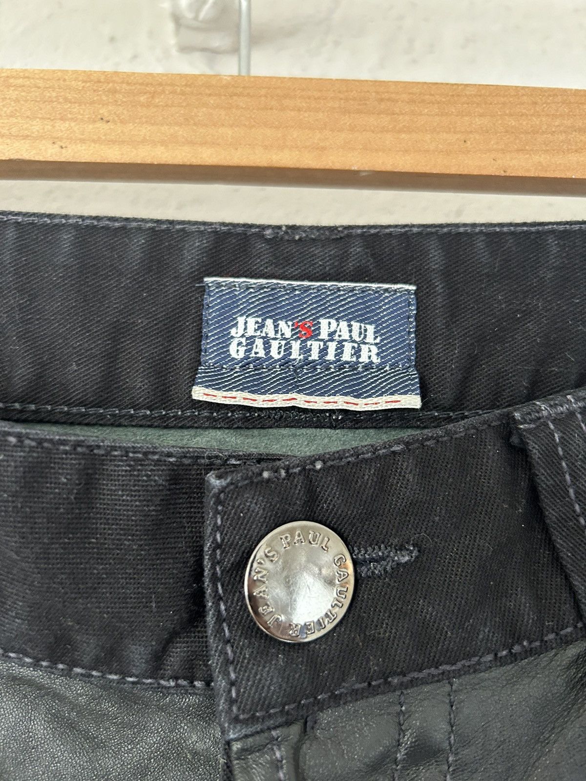 Jean Paul Gaultier Black Belted Jeans with Leather Details Size US 31 - 3 Thumbnail