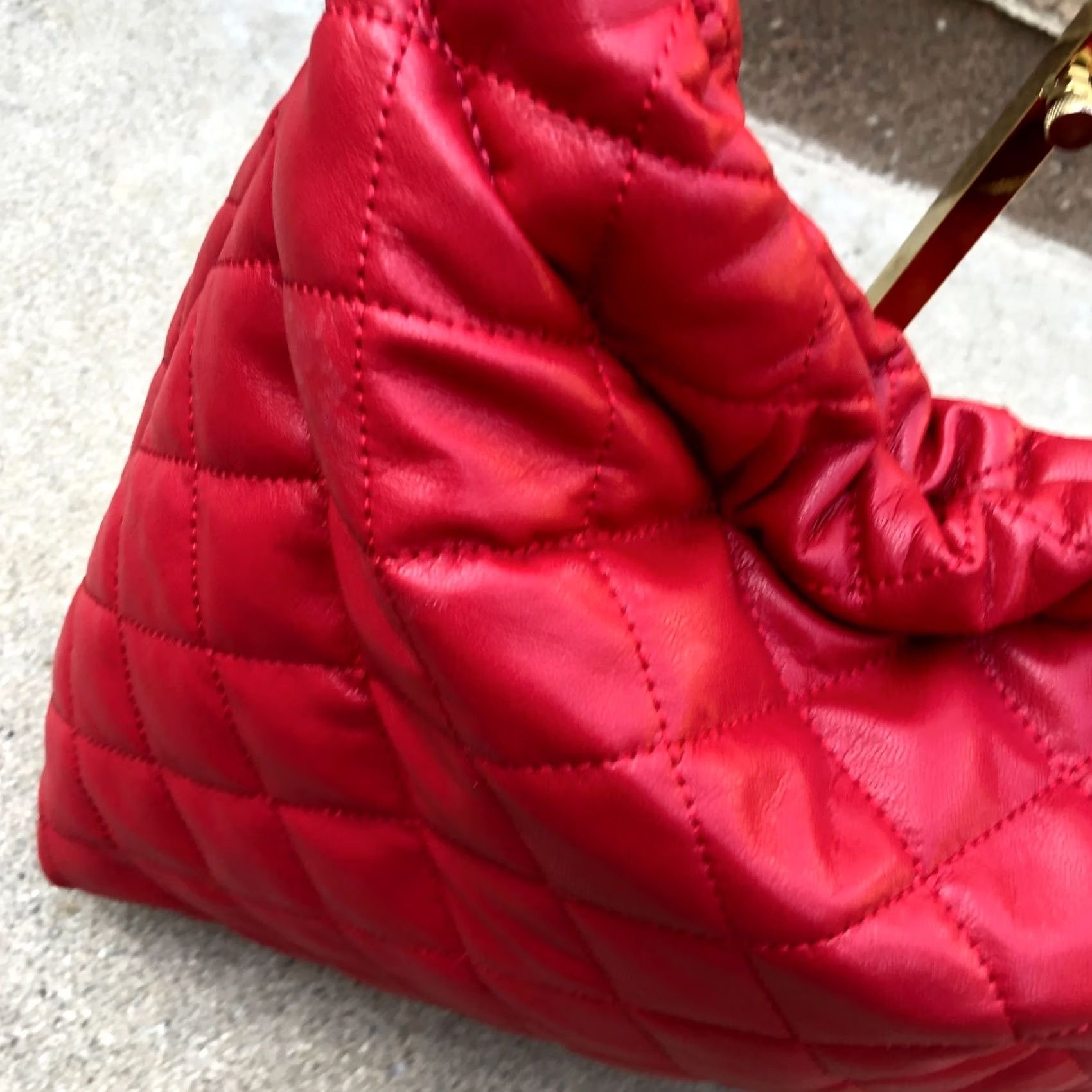 Vintage INC International Concepts Quilted Purse Women's Red Faux Leather Shoulder Bag Size ONE SIZE - 4 Thumbnail