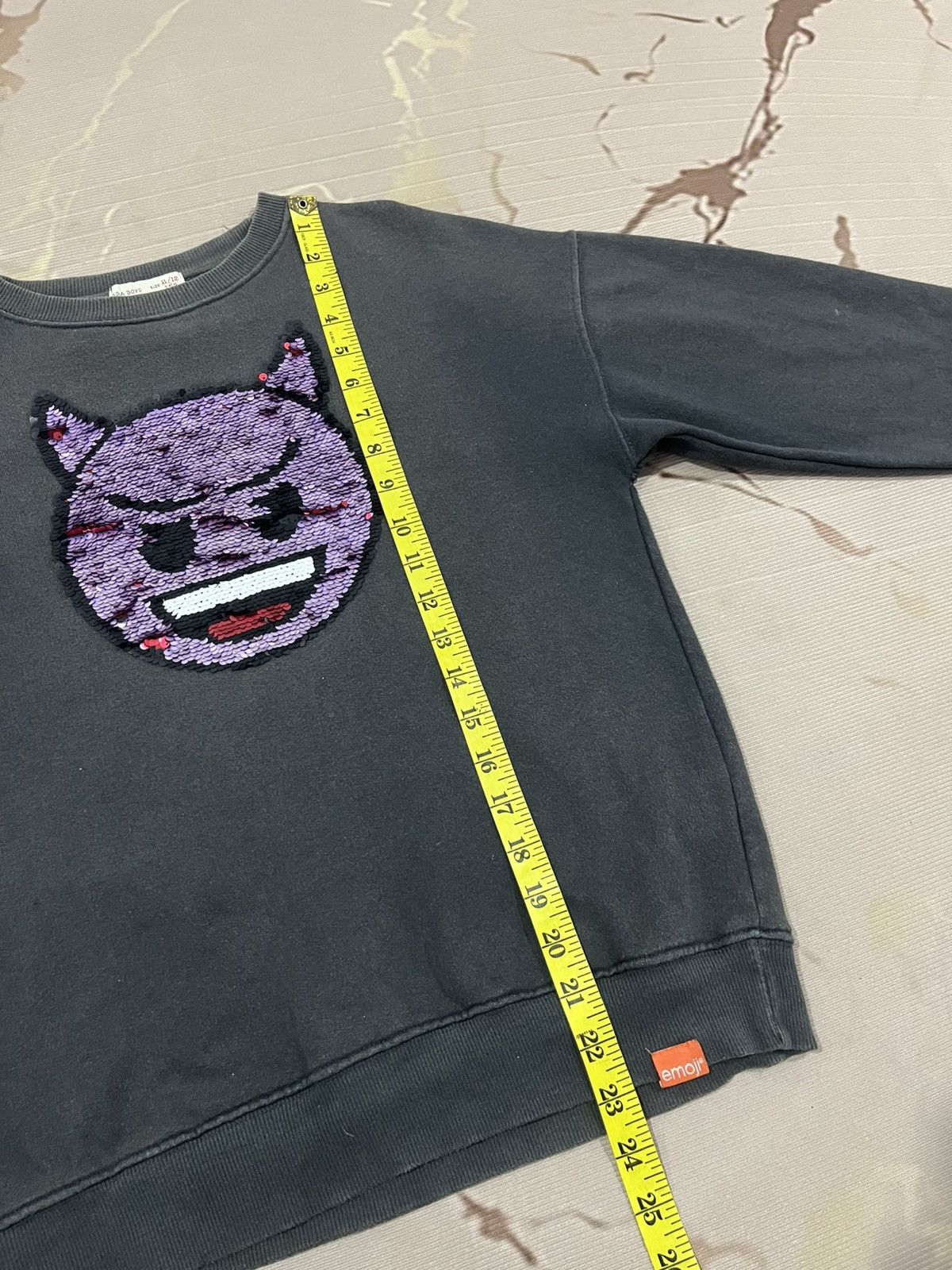 Zara Zara Boys Emoji Flip Sequin Devil Sweatshirt Black Size US XS / EU 42 / 0 - 9 Thumbnail