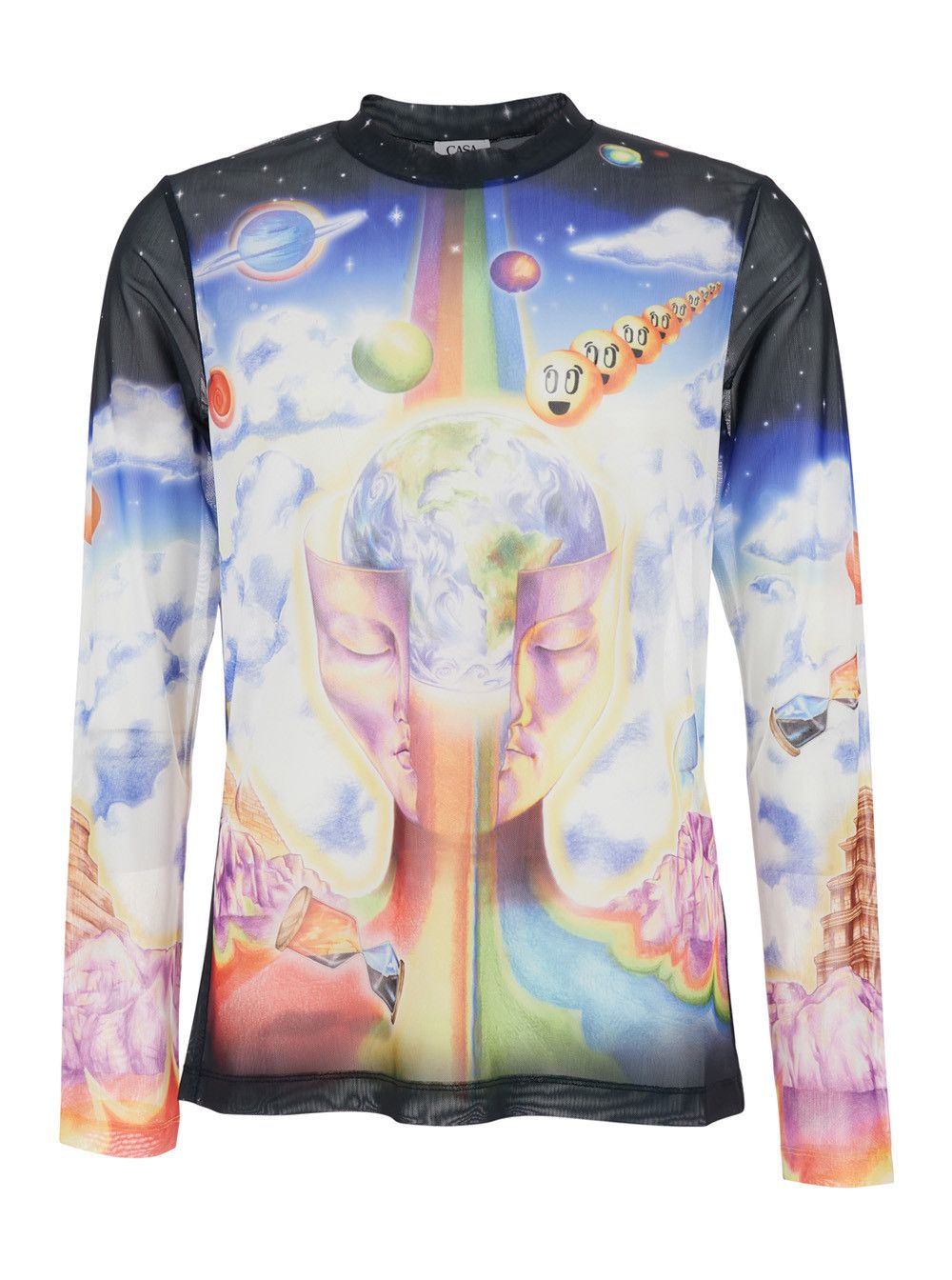 Casablanca Long Sleeve Crew Neck T-Shirt with All-Over Print in Multicolor Stretch Tech Fabric for Men Size US XL / EU 56 / 4 - 1 Thumbnail
