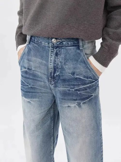 VIBE American retro washed lightning pattern trendy jeans Size US 32 / EU 48 - 5 Thumbnail