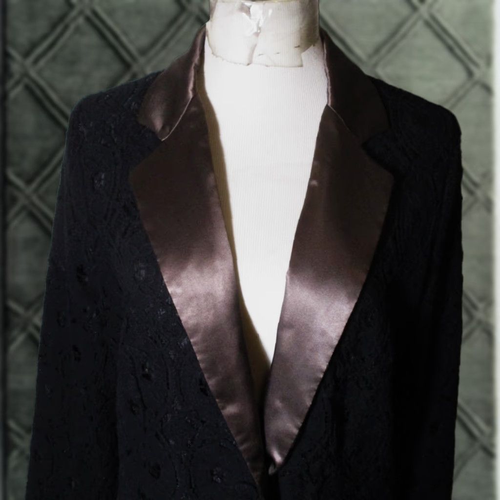 Vintage WINTER SILKS Jacket Women's Size L Black Lace Silk Trim NWT Size L / US 10 / IT 46 - 1 Thumbnail