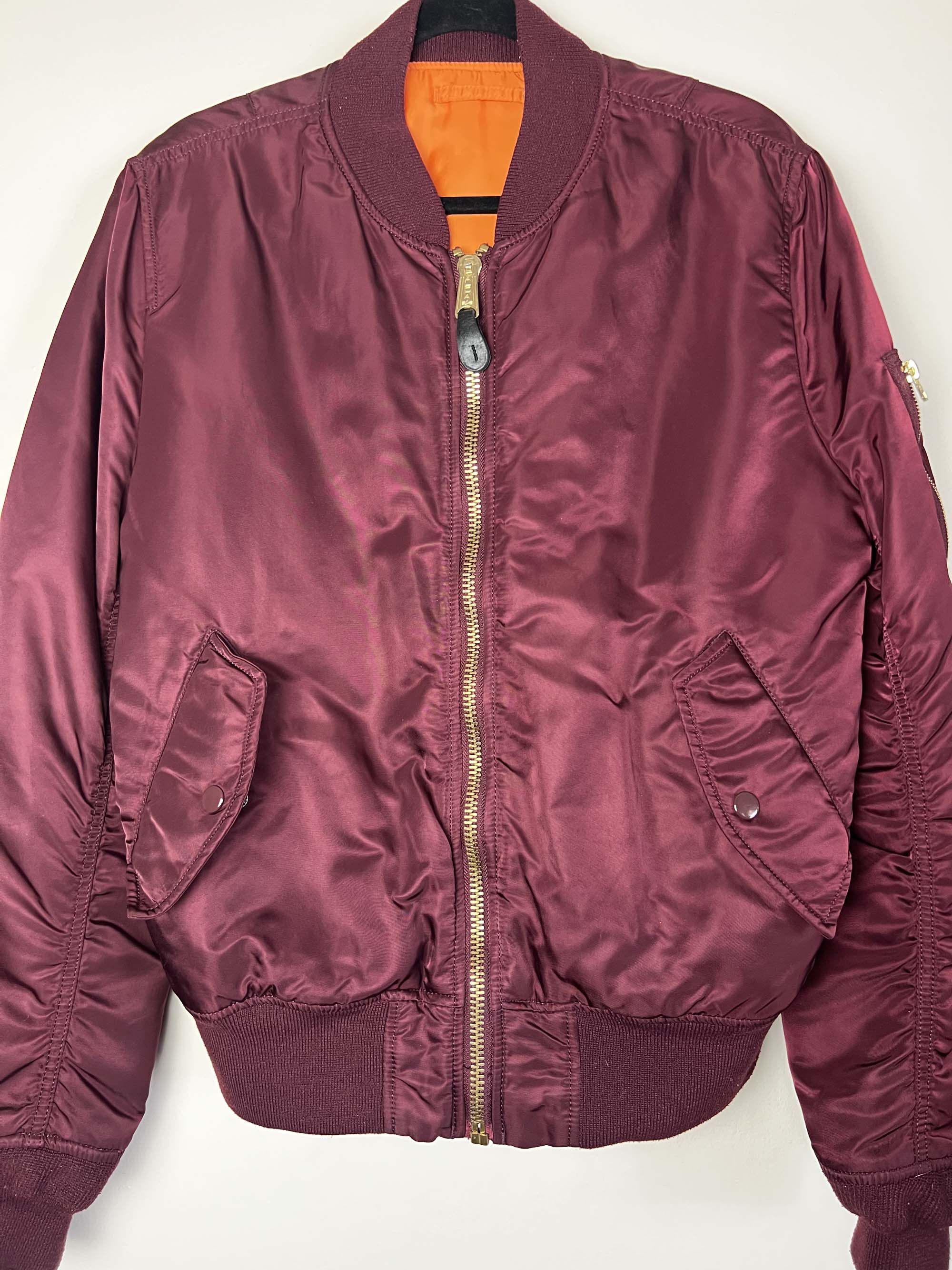 Alpha Industries Vintage 1990's Alpha Indusries Maroon Bomber Jacket USA Size US L / EU 52-54 / 3 - 4 Thumbnail