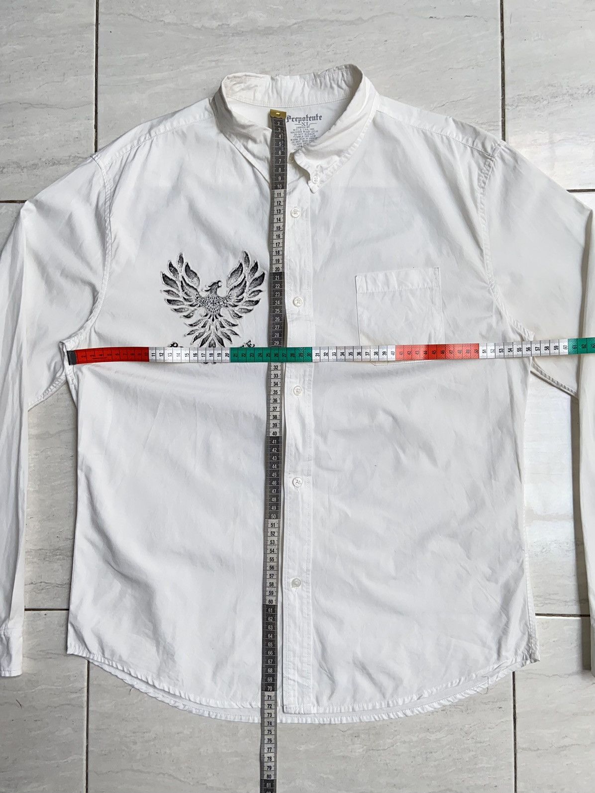 Issey Miyake × Japanese Brand × Vintage PREPOTENTE White Motive Shirt Size US L / EU 52-54 / 3 - 10 Thumbnail