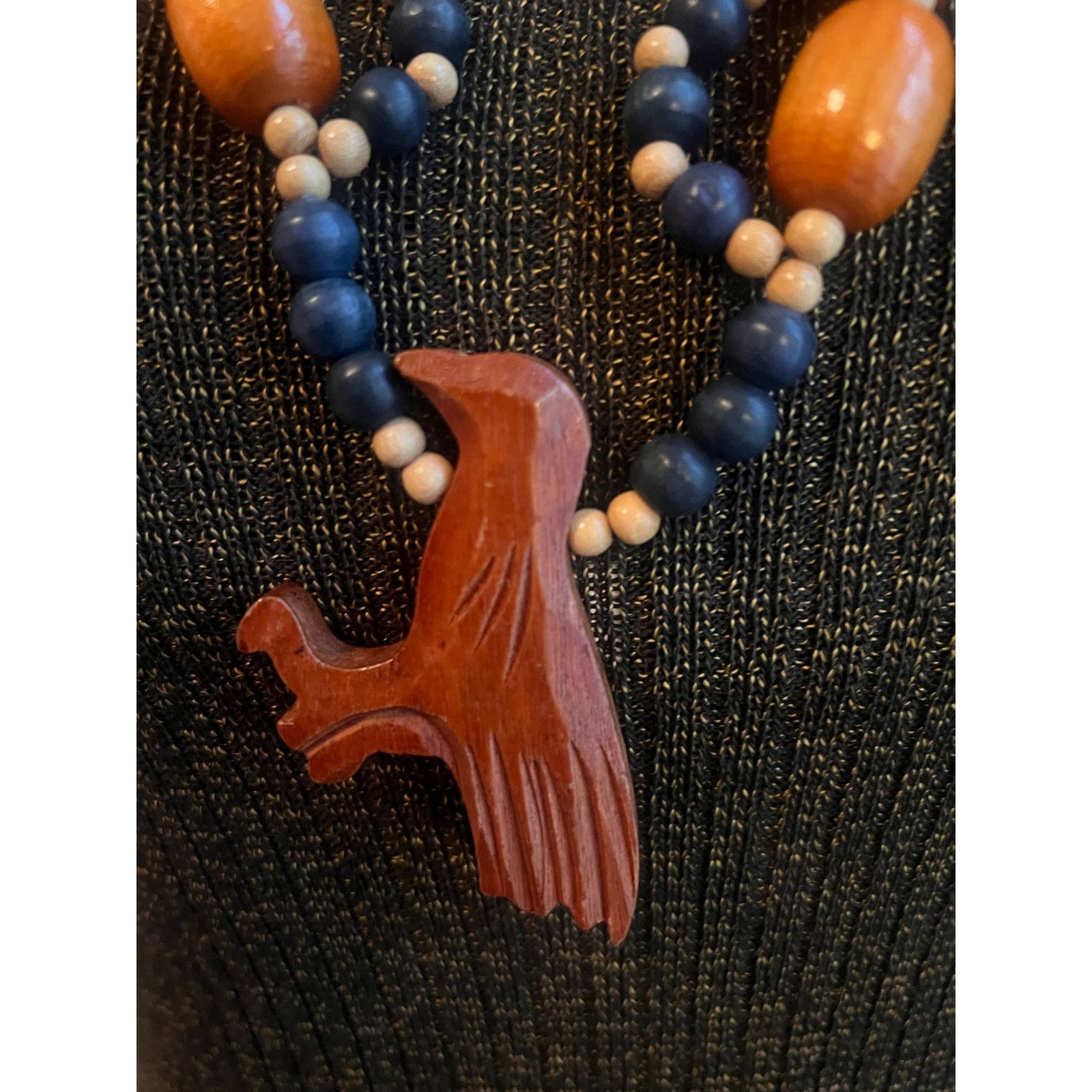Vintage Vintage 80s Wooden Bead Necklace with Carved Animal Accents Size ONE SIZE - 5 Thumbnail