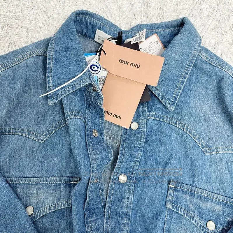 Miu Miu Light Blue Cotton Floral Jacket .