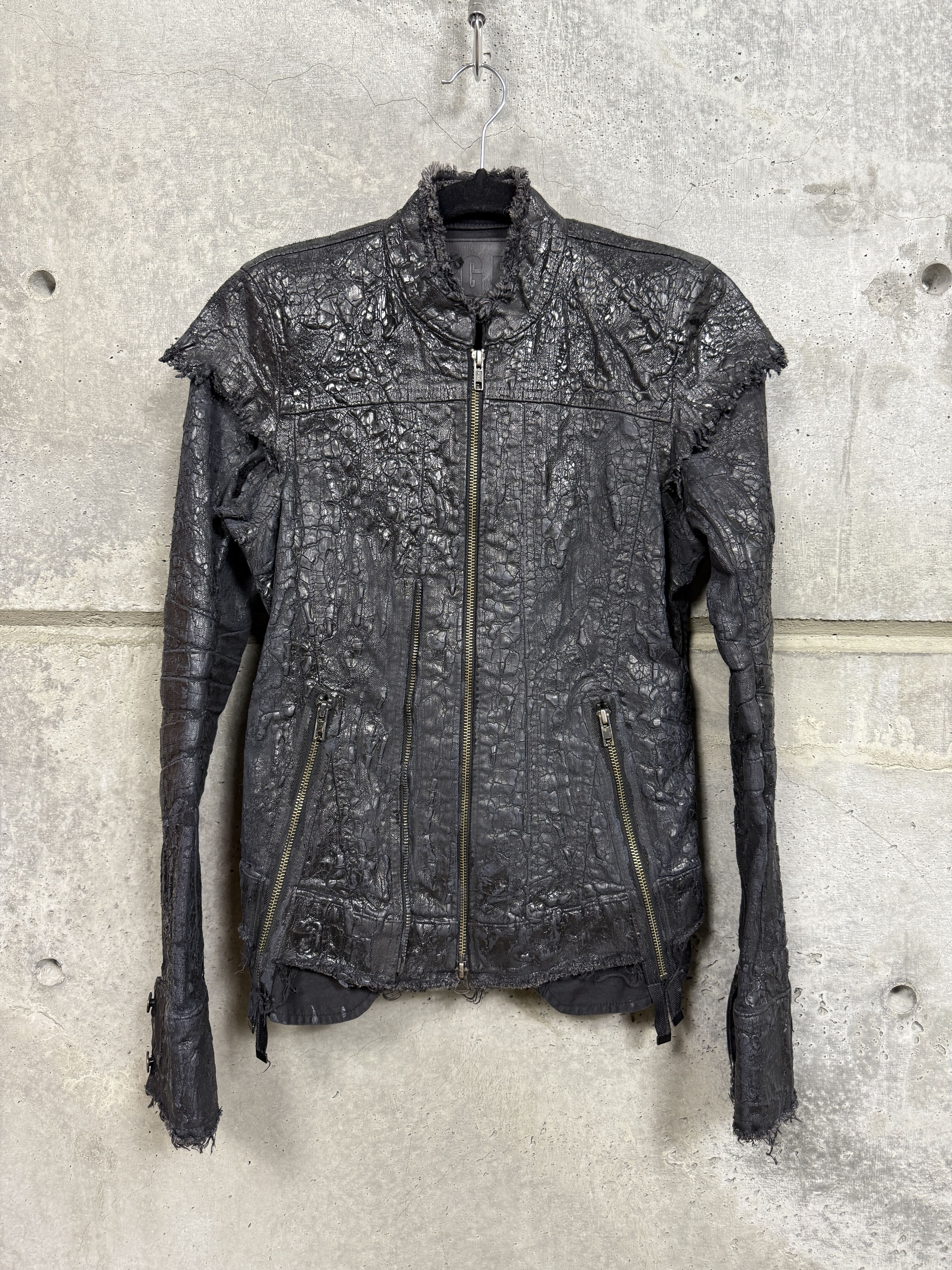 Le Grande Bleu (L.G.B.) Le Grande Bleu Distressed Resin/Wax Coated Jacket Size S / US 4 / IT 40 - 1 Thumbnail